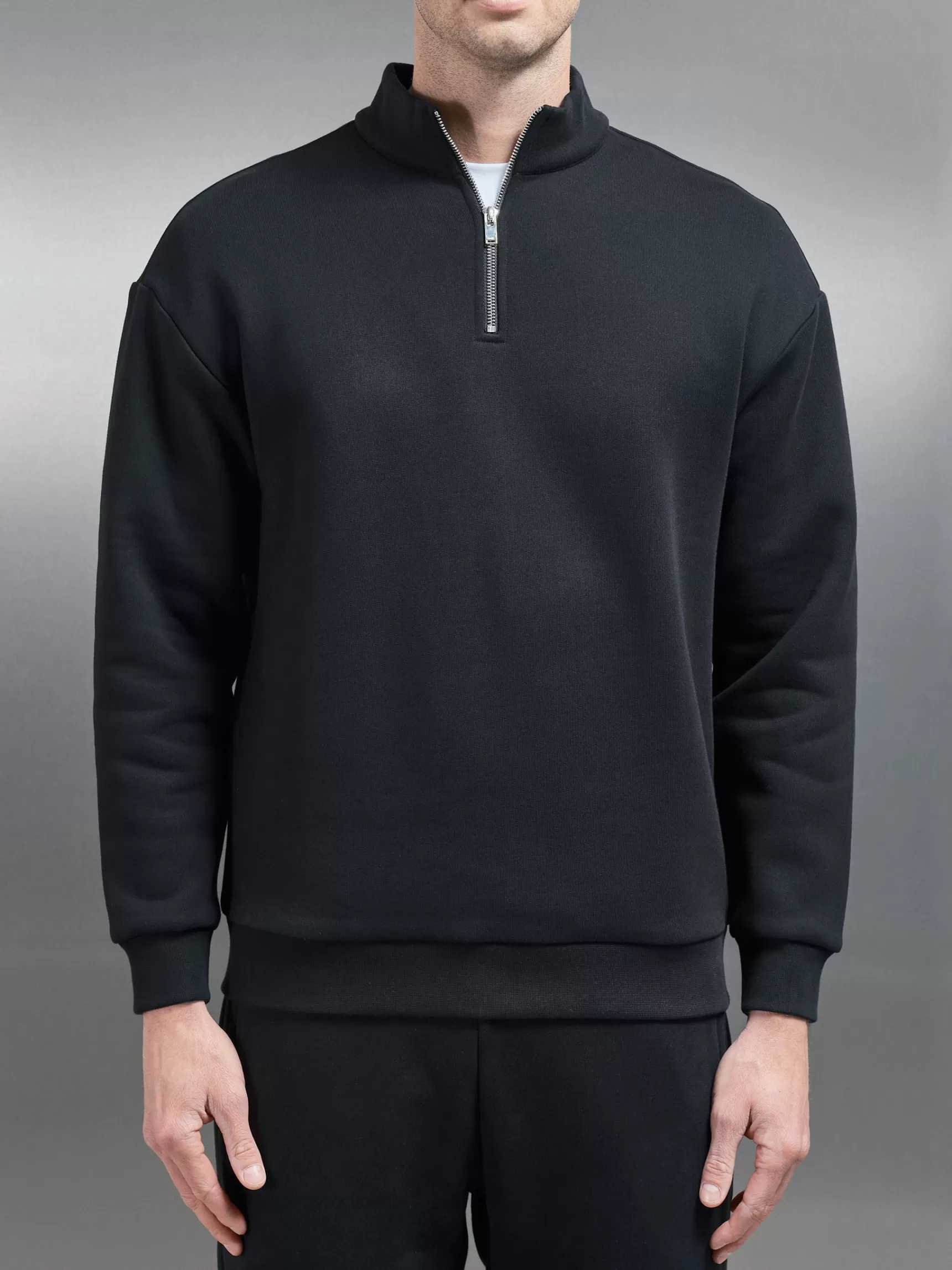 Outlet ARNE Relaxed Fit Half Zip - Black