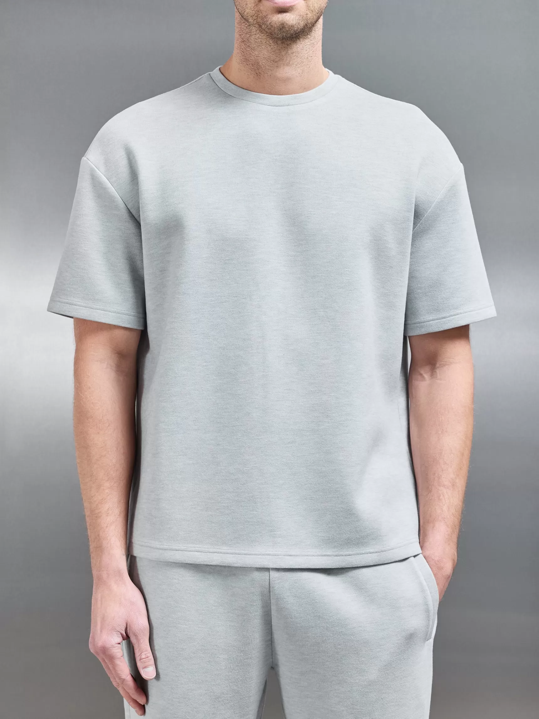 Hot ARNE Relaxed Fit Knitted T-Shirt - Marl Grey MarlGrey