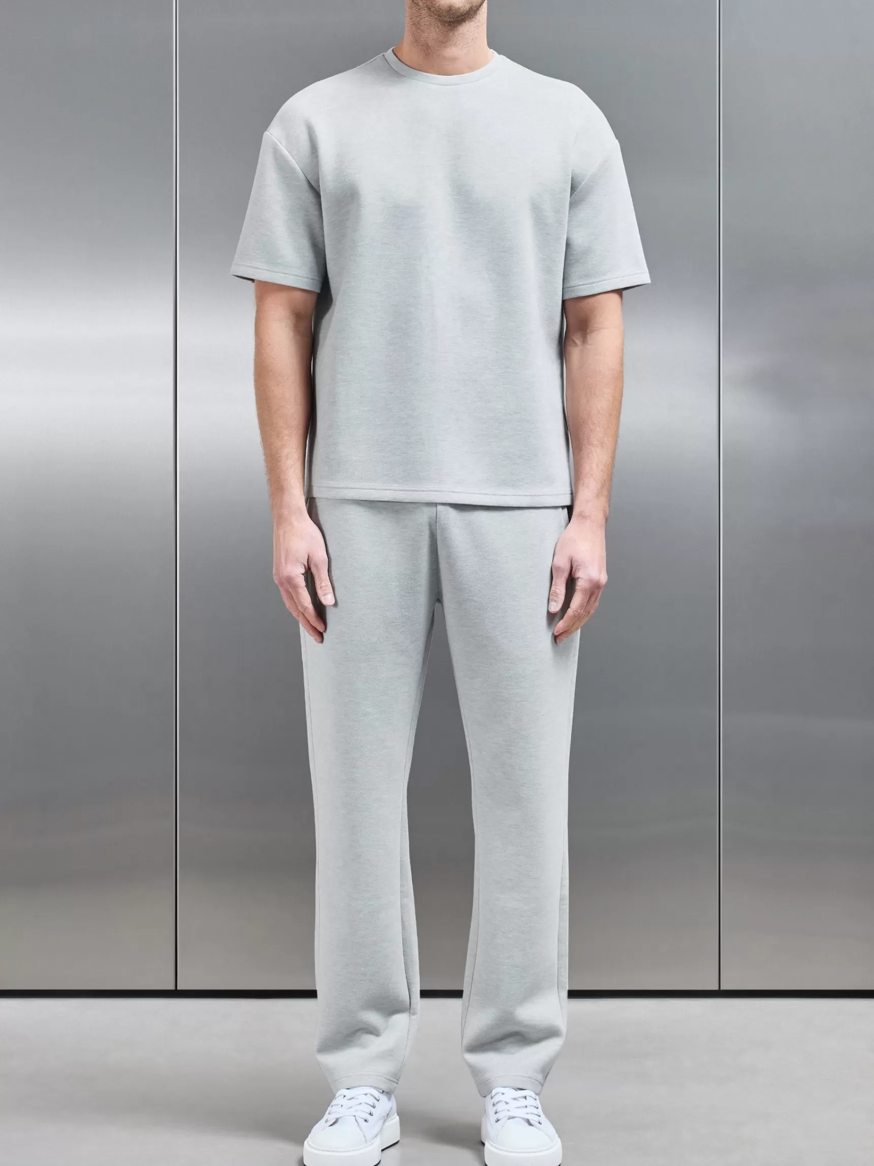 Hot ARNE Relaxed Fit Knitted T-Shirt - Marl Grey MarlGrey