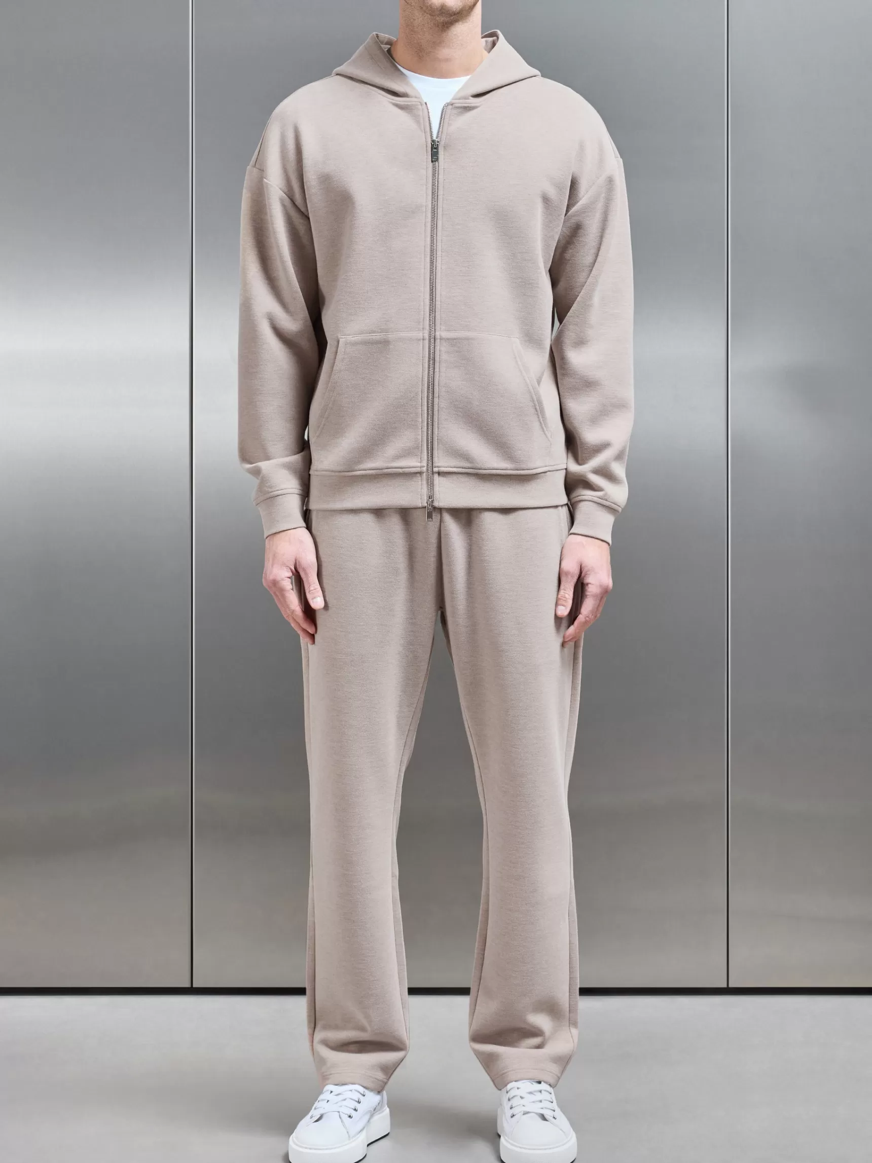 Online ARNE Relaxed Fit Knitted Zip Through Hoodie - Stone