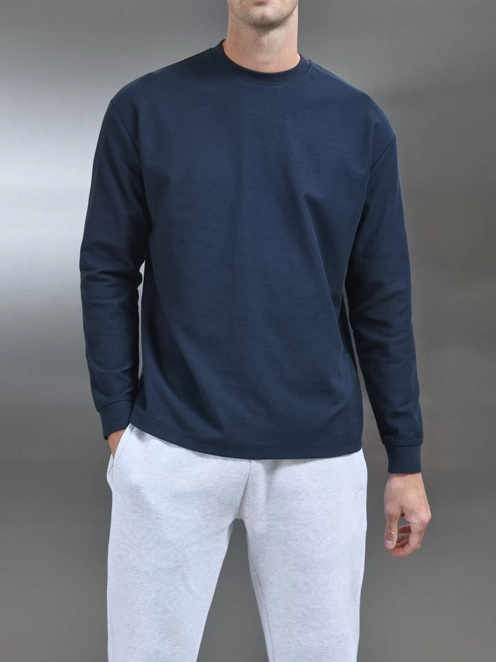 Shop ARNE Relaxed Fit Long Sleeve T-Shirt - Navy