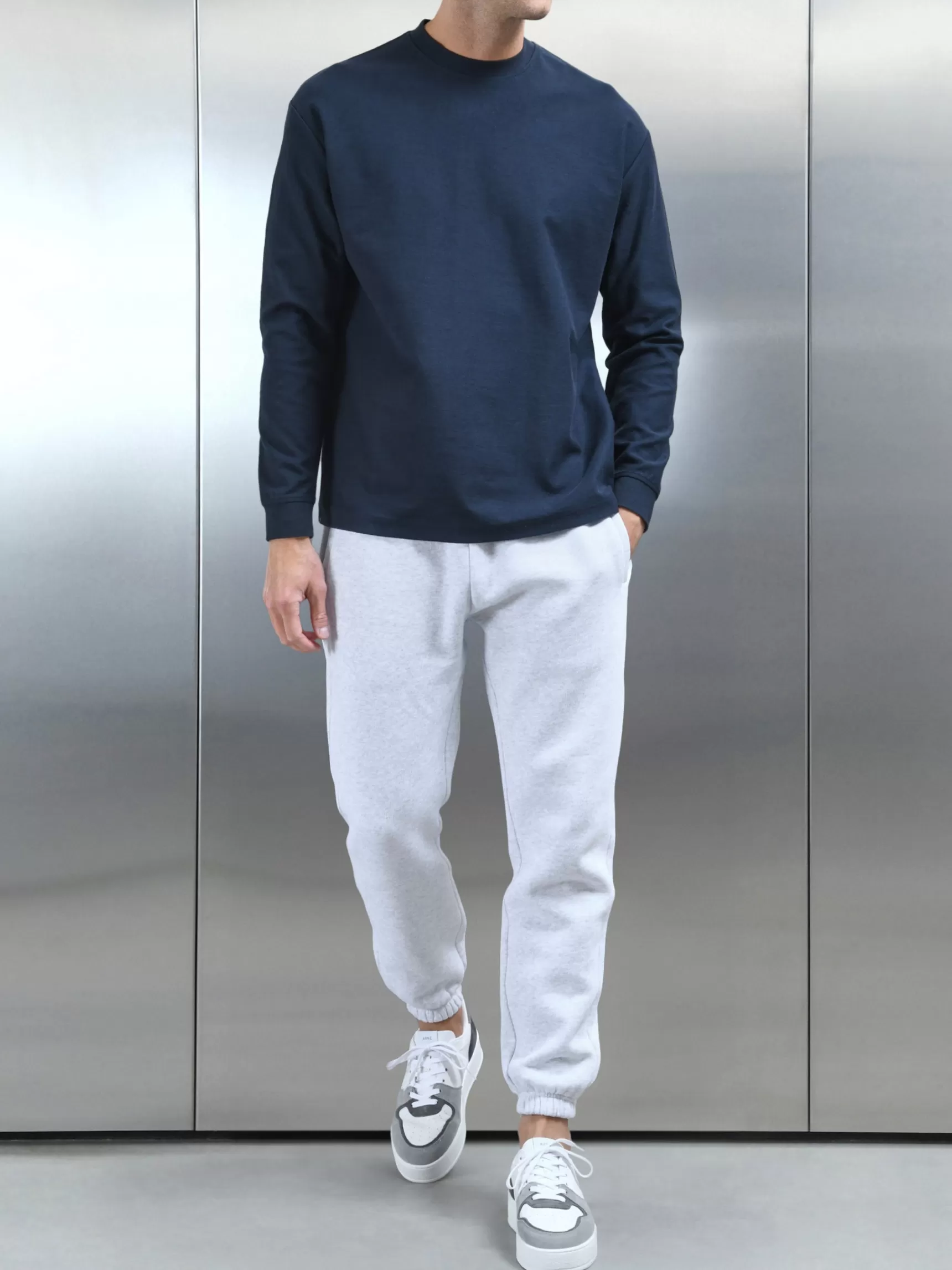 Shop ARNE Relaxed Fit Long Sleeve T-Shirt - Navy