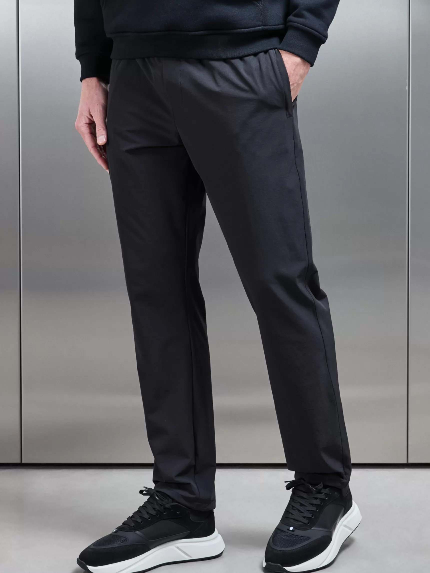Clearance ARNE Relaxed Fit Nylon Trackpant - Black
