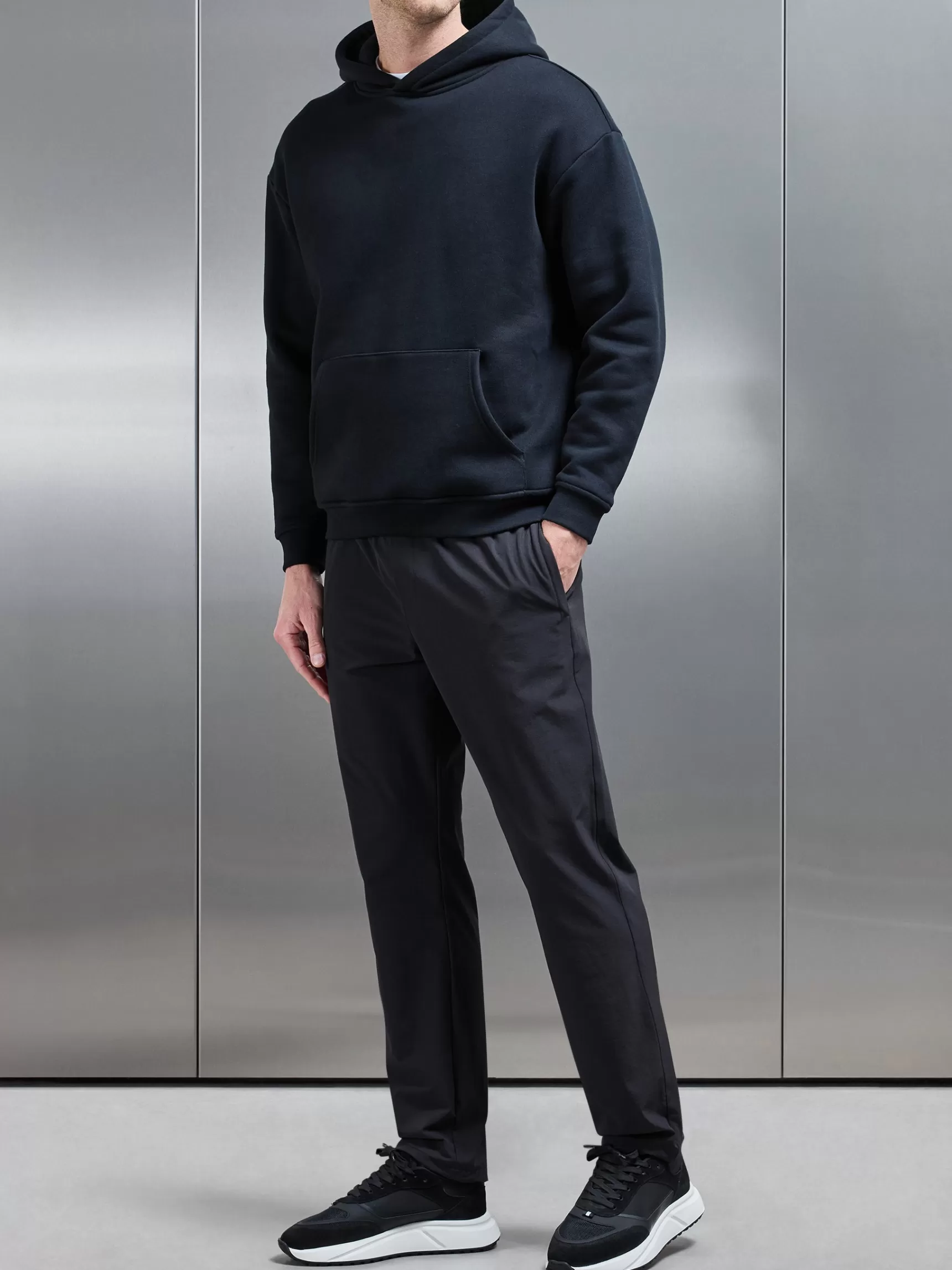 Clearance ARNE Relaxed Fit Nylon Trackpant - Black