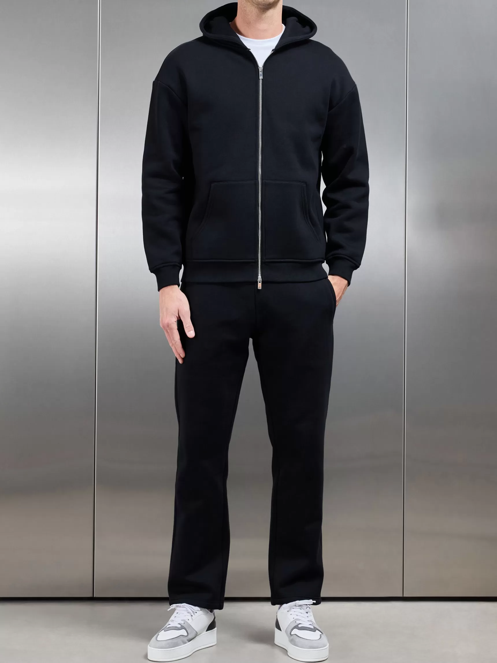 Cheap ARNE Relaxed Zip Through Hoodie - Black