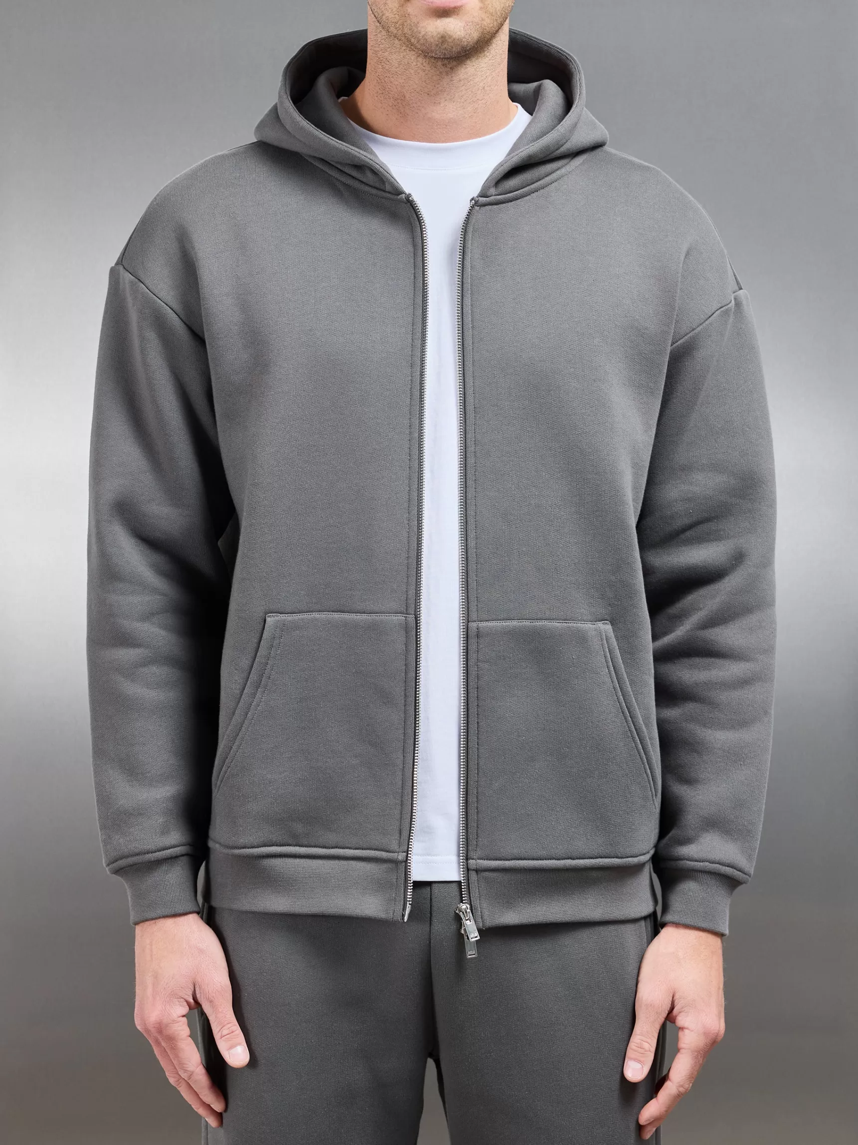 Flash Sale ARNE Relaxed Zip Through Hoodie - Grey