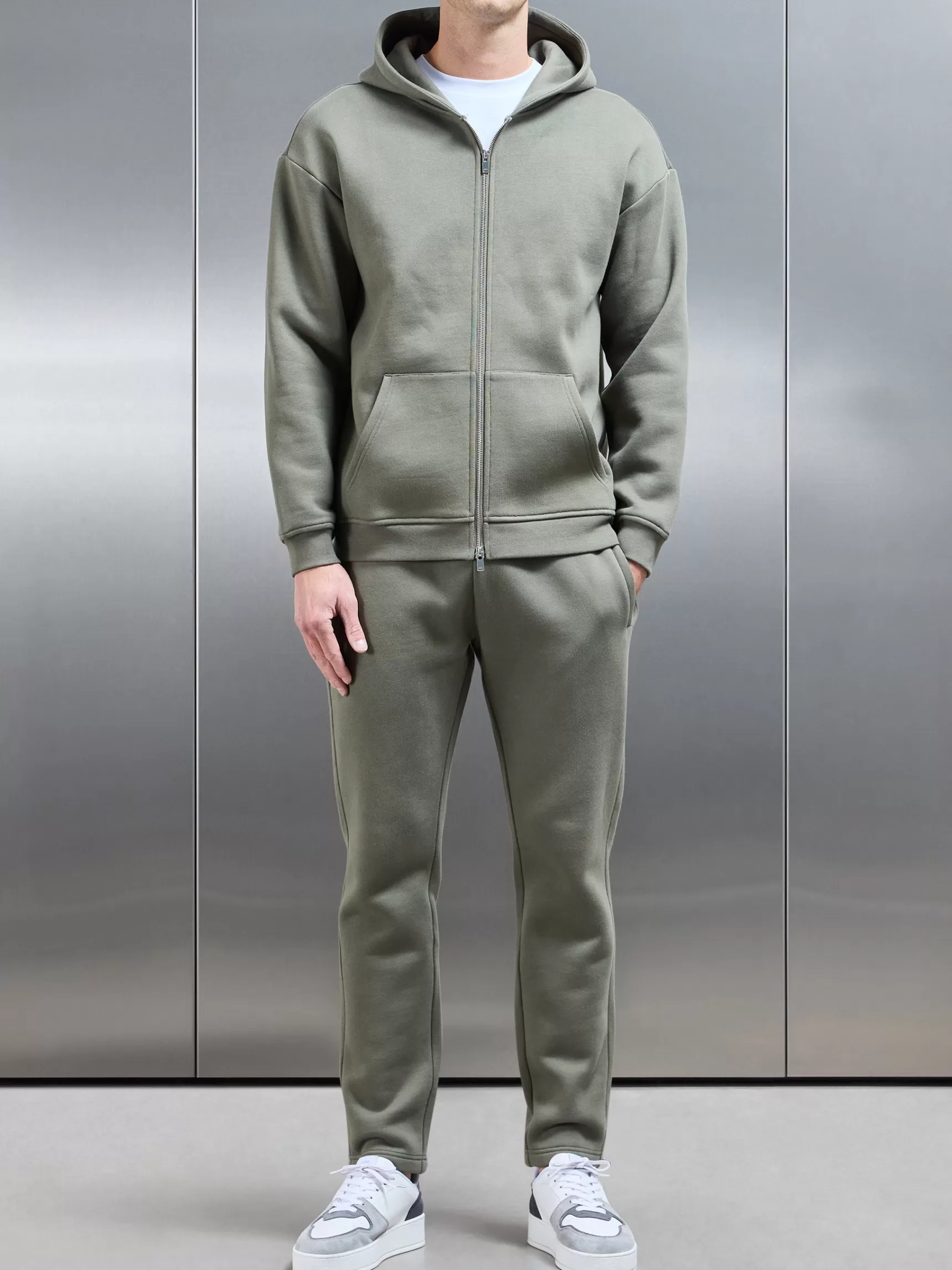 Discount ARNE Relaxed Zip Through Hoodie - Olive