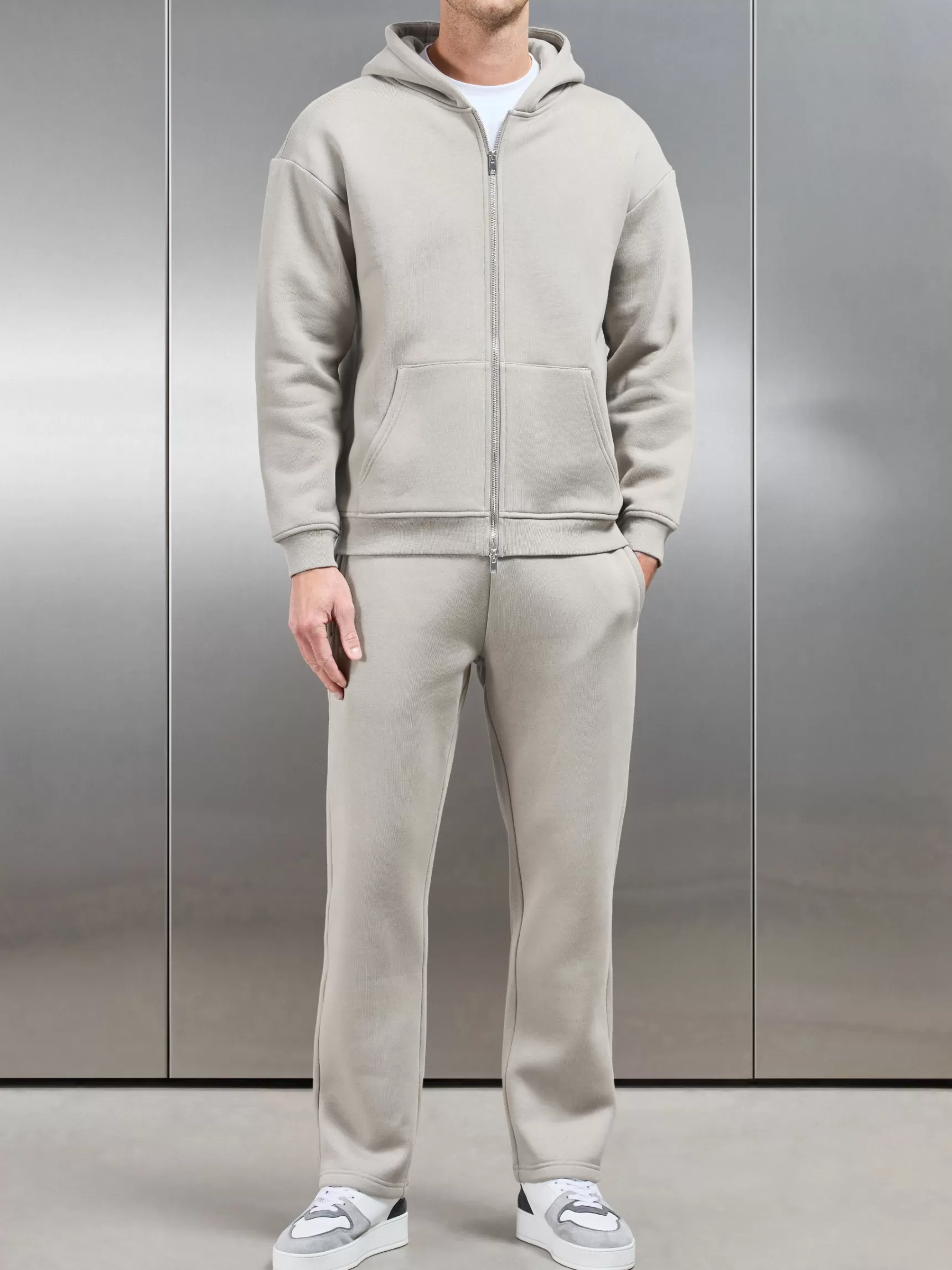 Discount ARNE Relaxed Zip Through Hoodie - Stone