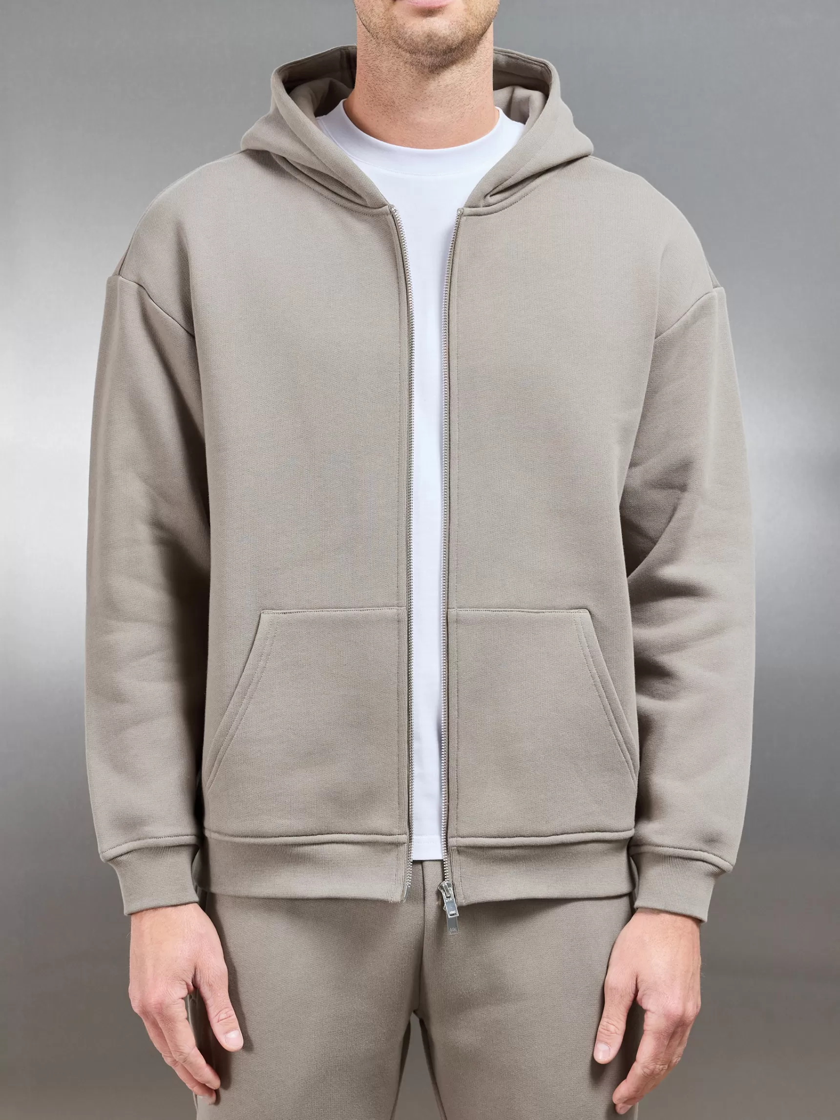 Online ARNE Relaxed Zip Through Hoodie - Taupe