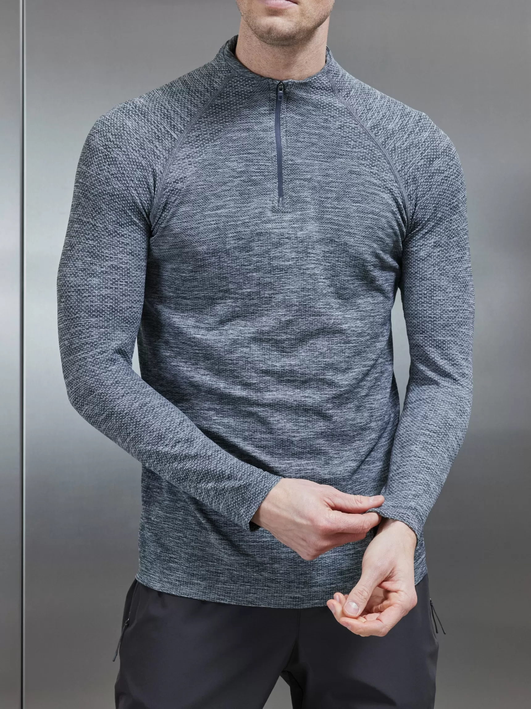 New ARNE Seamless Performance Quarter Zip - Marl Grey MarlGrey