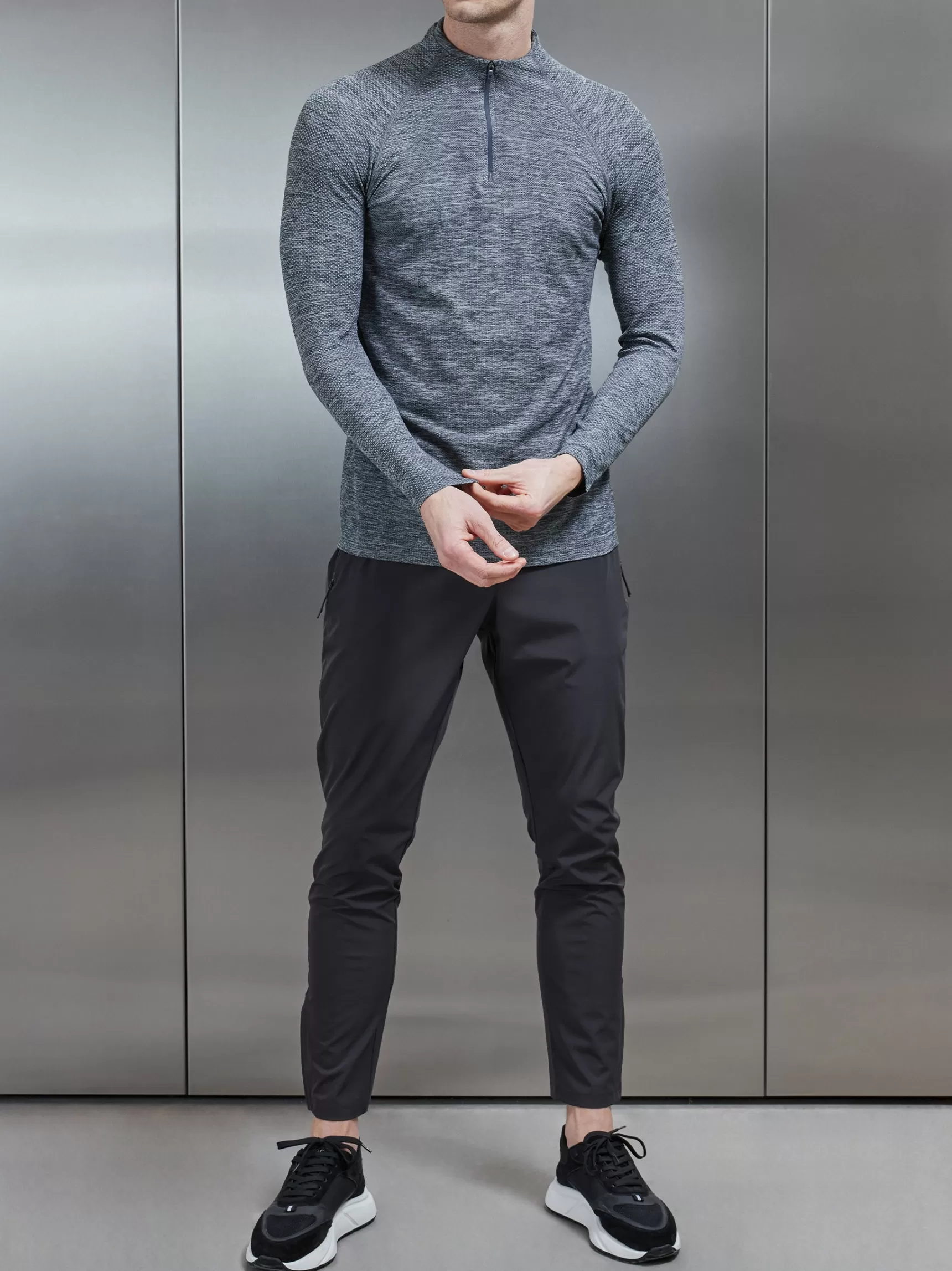 New ARNE Seamless Performance Quarter Zip - Marl Grey MarlGrey