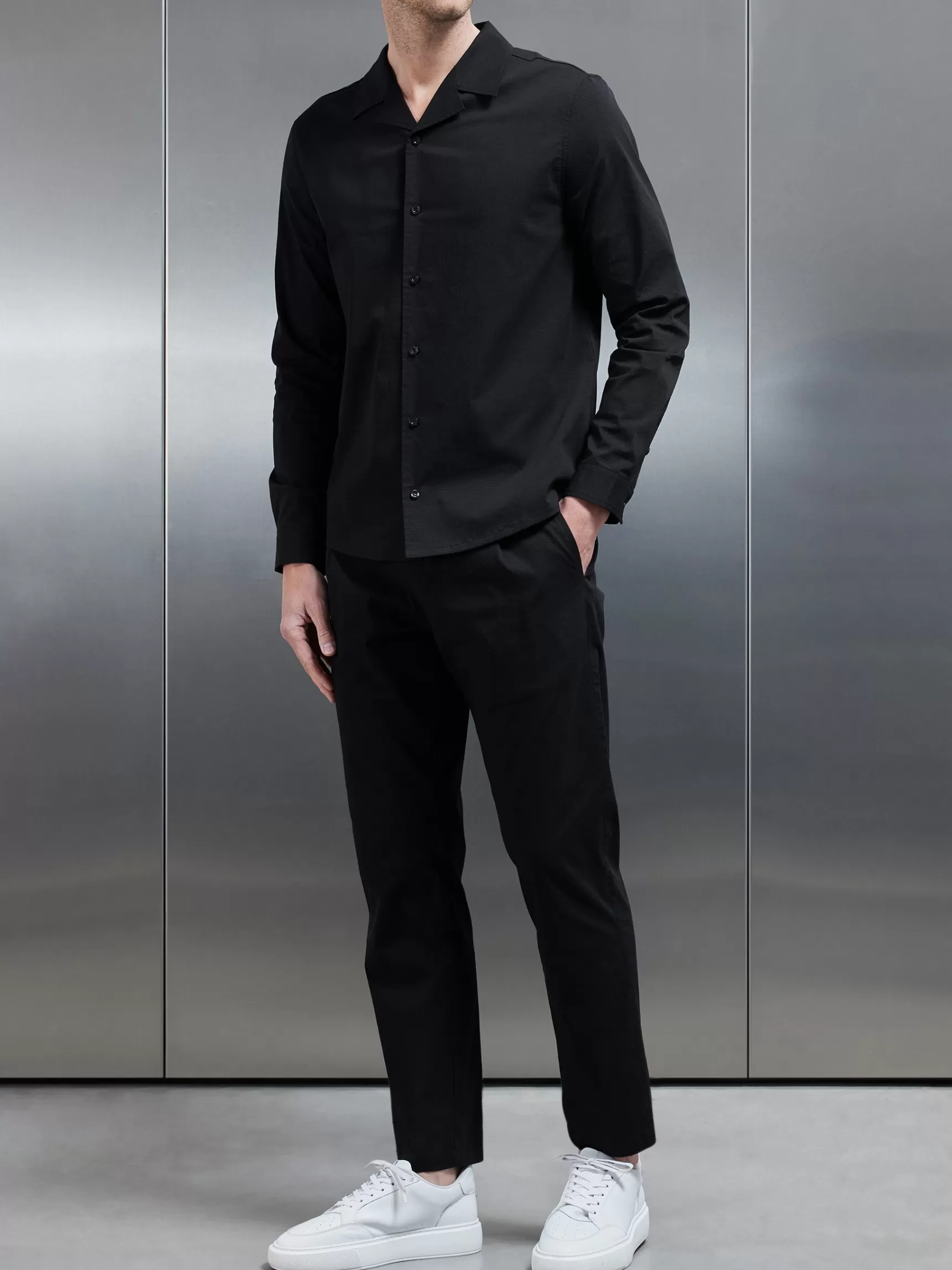 Best Sale ARNE Seersucker Trouser - Black