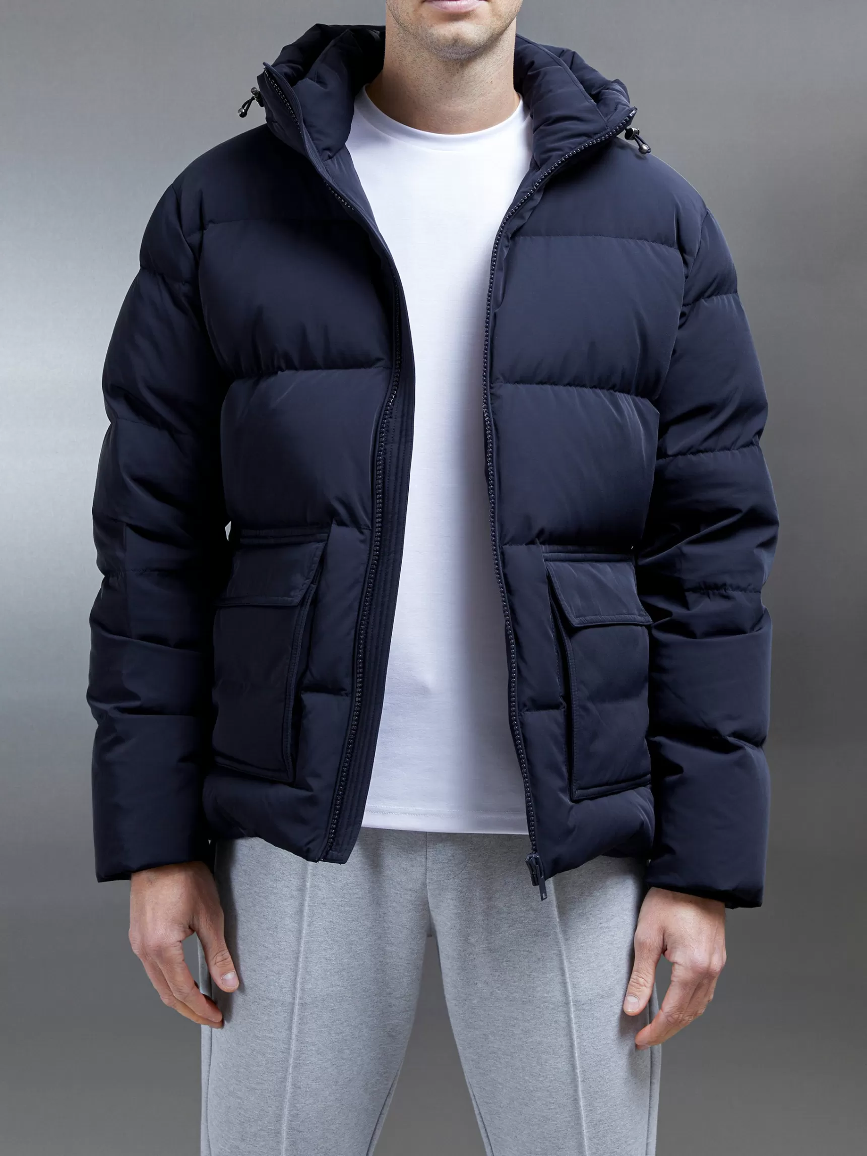 Cheap ARNE Short Down Pocket Parka - Navy