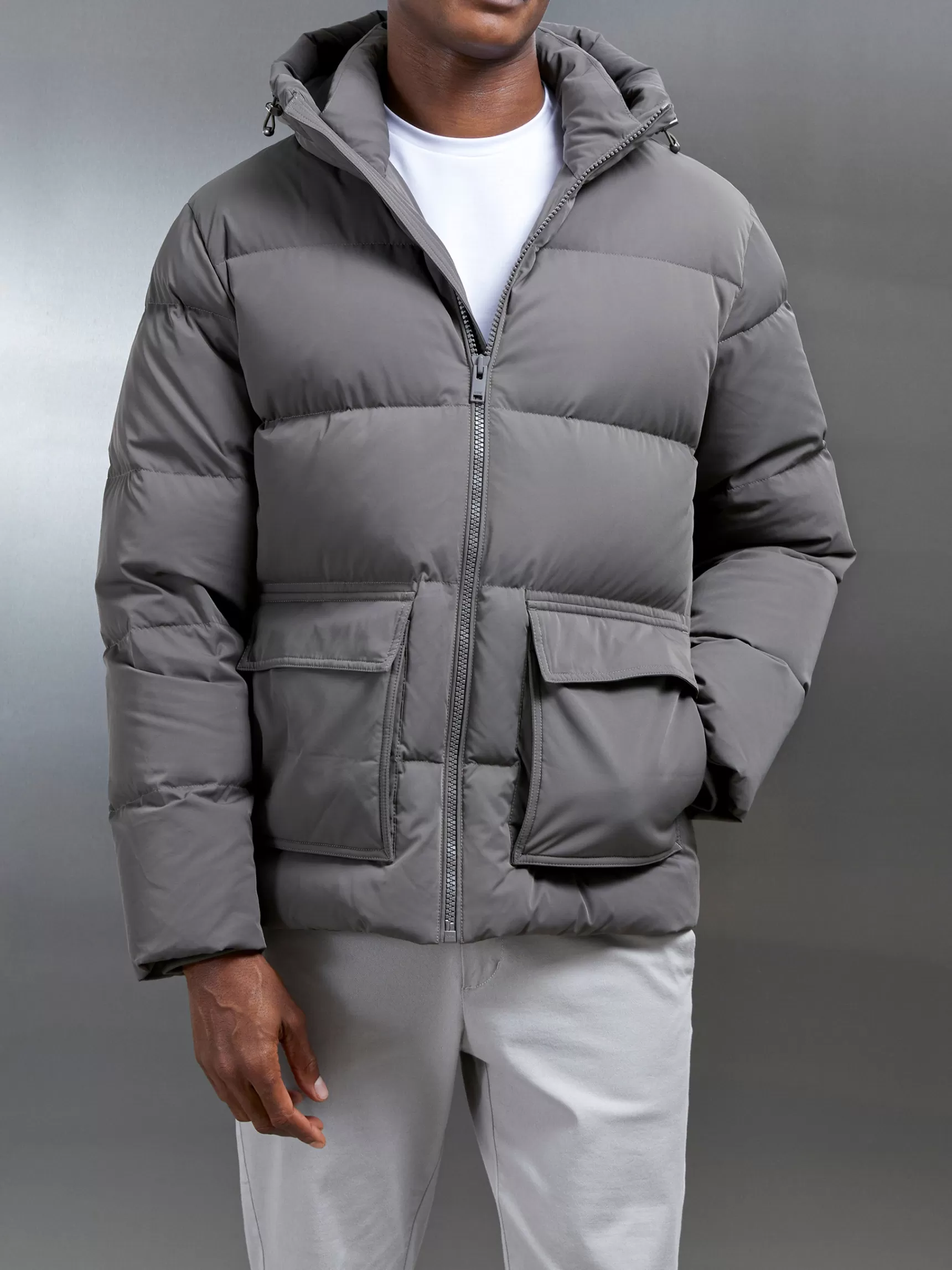 Clearance ARNE Short Down Pocket Parka - Olive
