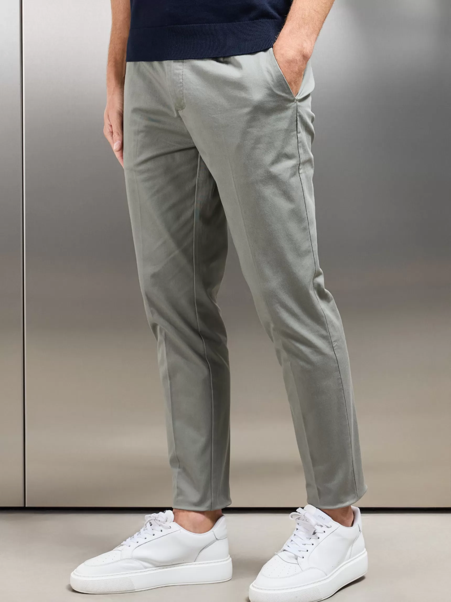 Flash Sale ARNE Side Adjuster Tailored Chino Trouser - Olive