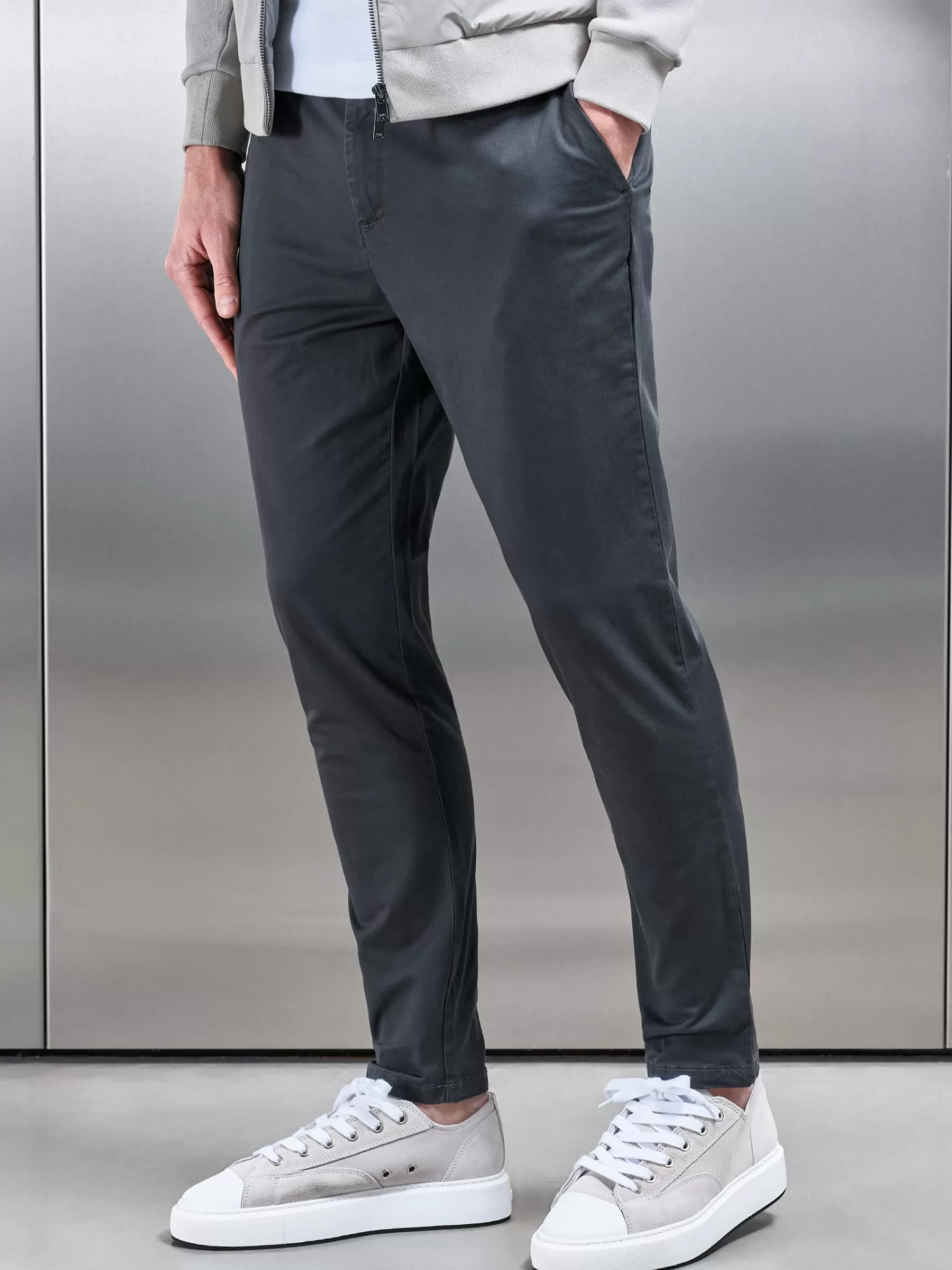 Cheap ARNE Slim Fit Chino Trouser - Grey