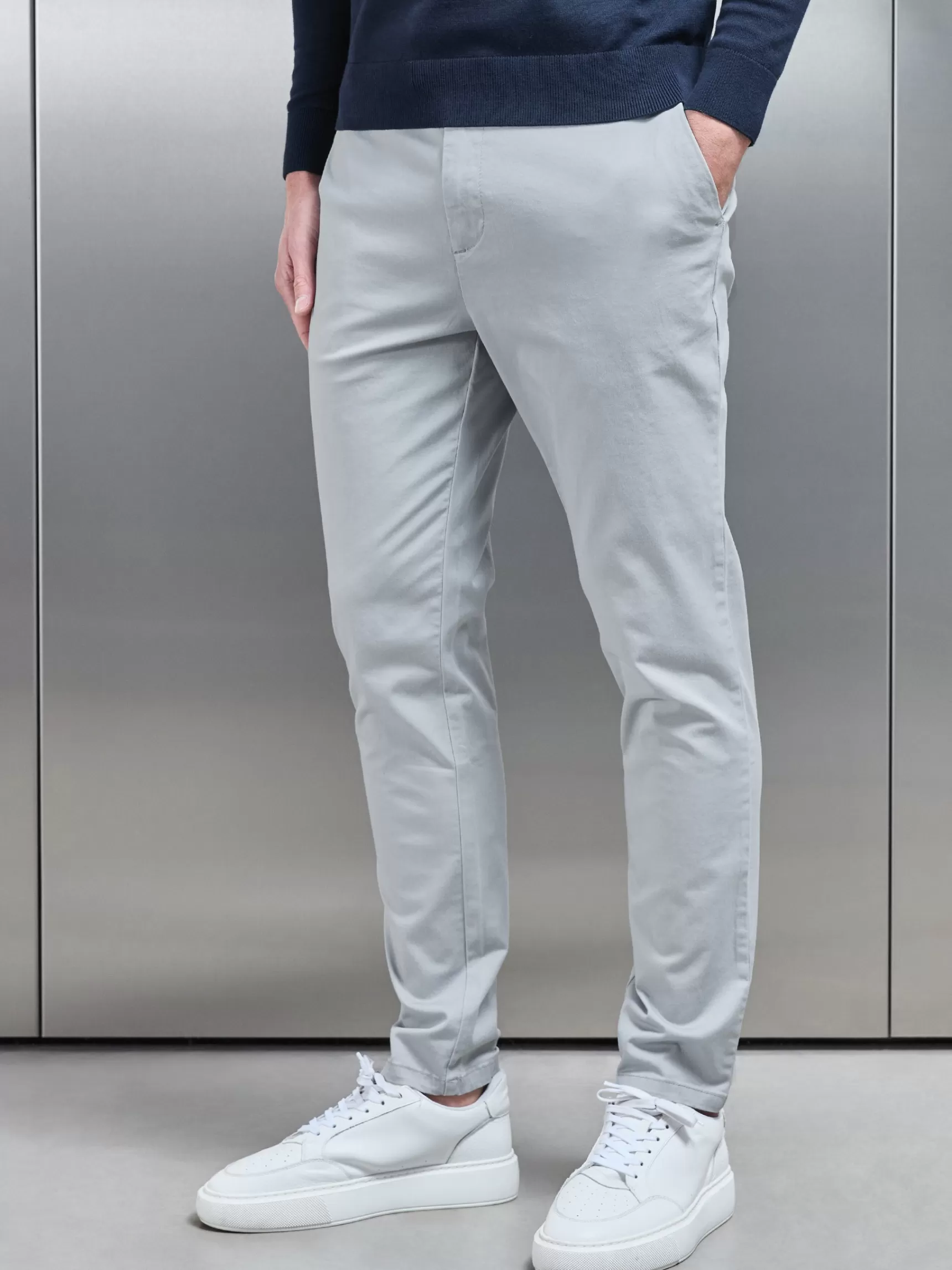 Clearance ARNE Slim Fit Chino Trouser - Mid Grey MidGrey