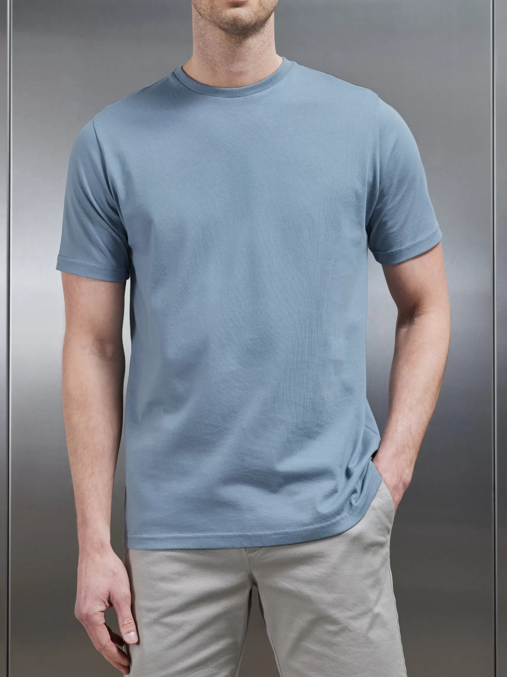 Clearance ARNE Slim Fit Cotton T-Shirt - Light Blue LightBlue