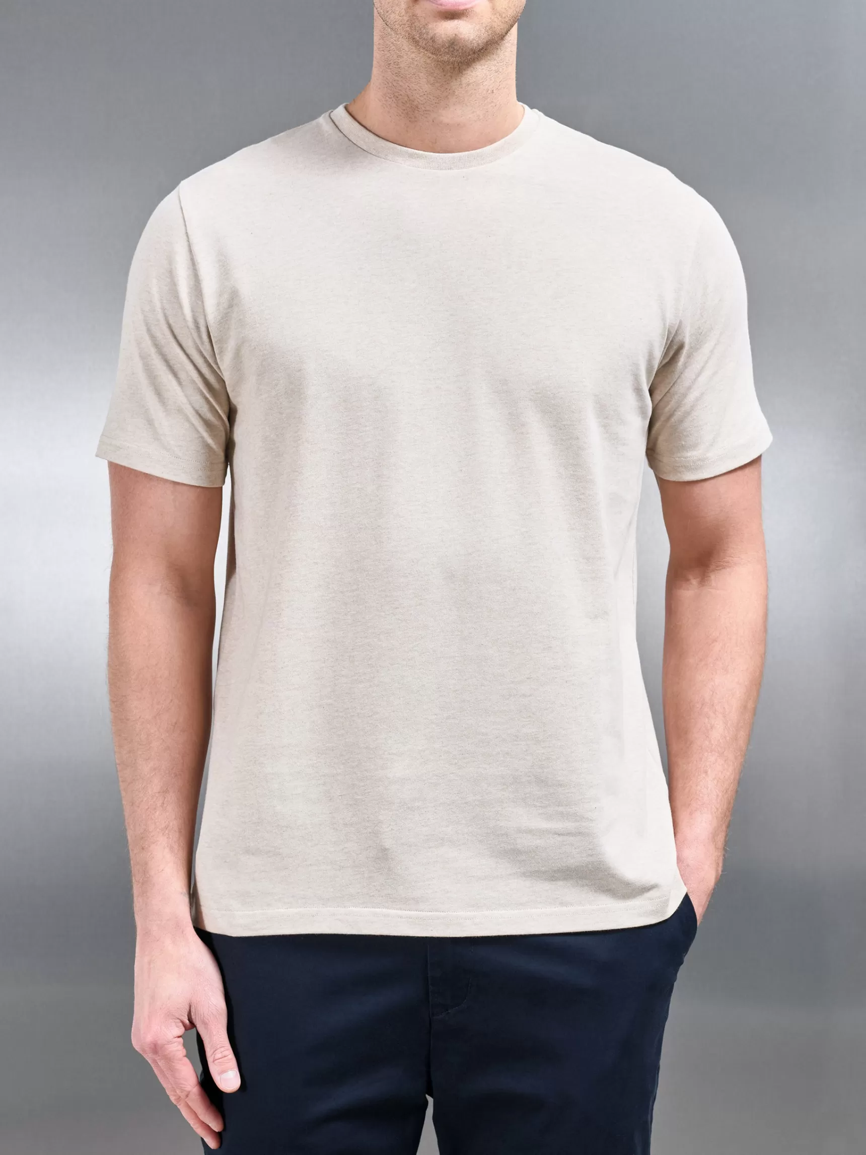 Sale ARNE Slim Fit Cotton T-Shirt - Oatmeal Marl OatmealMarl