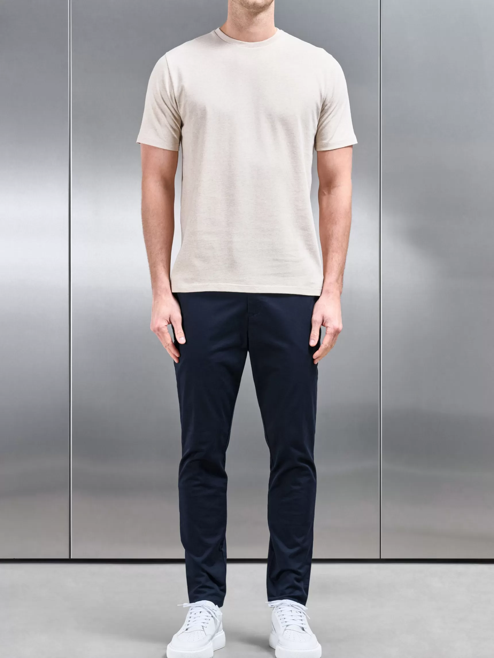 Sale ARNE Slim Fit Cotton T-Shirt - Oatmeal Marl OatmealMarl