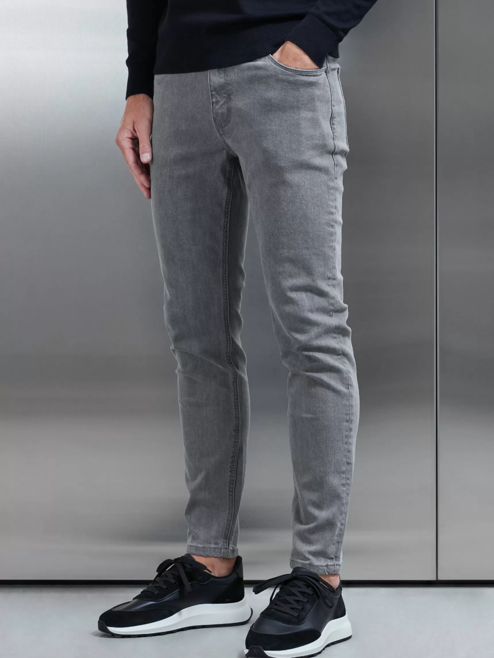 Online ARNE Slim Fit Denim Jeans - Solid Grey SolidGrey