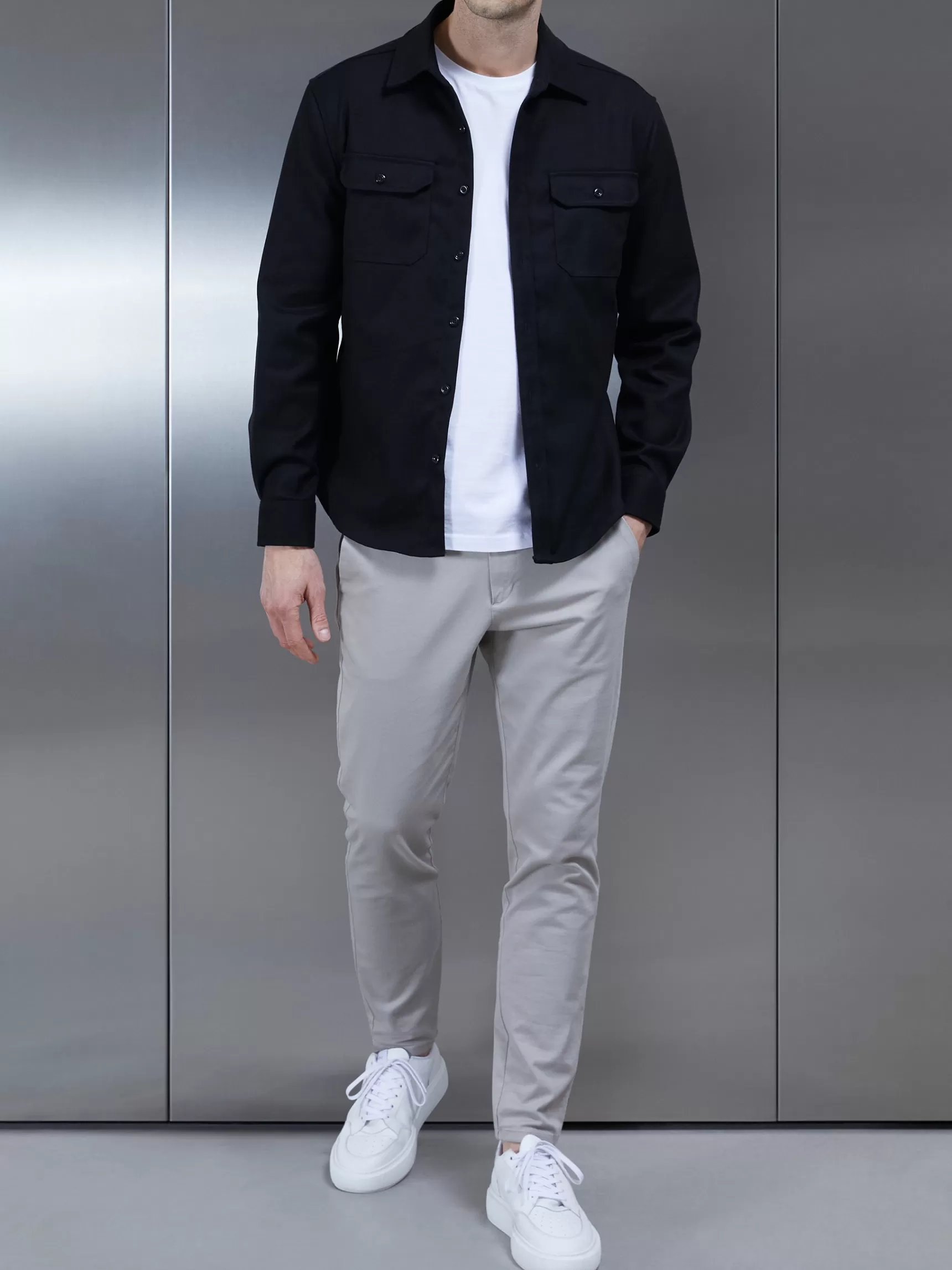 Hot ARNE Smart Textured Overshirt - Black