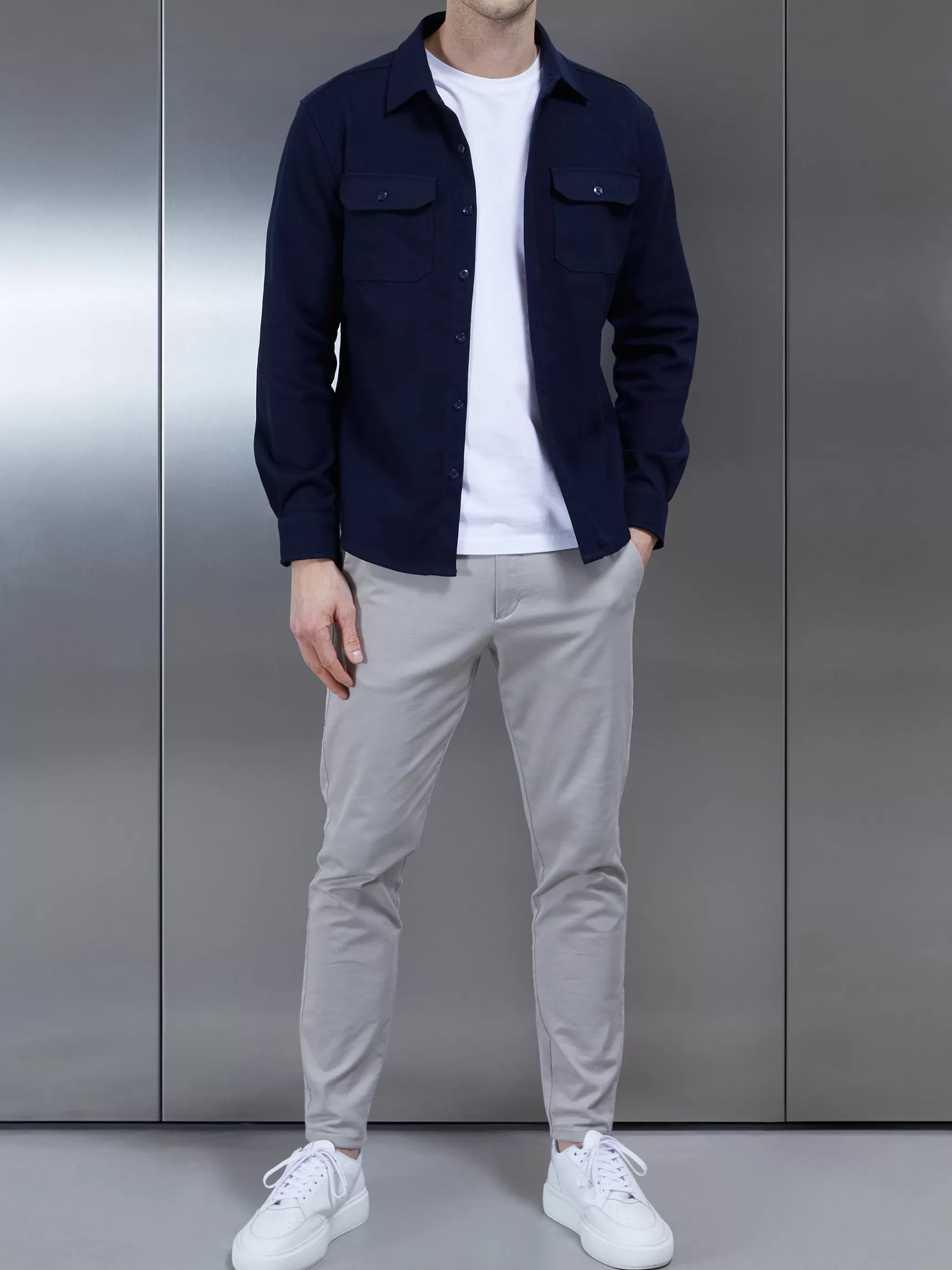 Outlet ARNE Smart Textured Overshirt - Navy