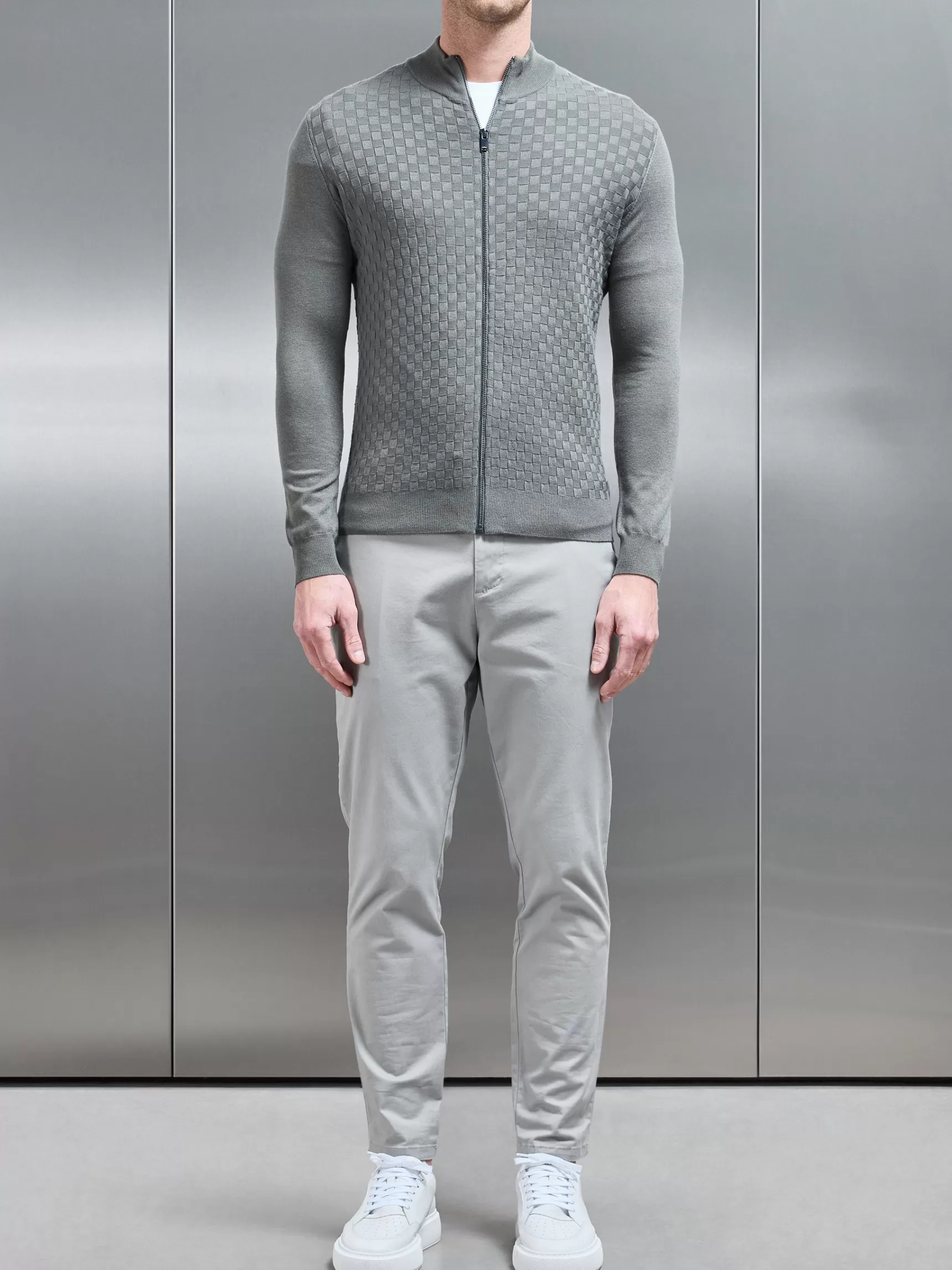 Best ARNE Square Textured Zip Through Jacket - Sage
