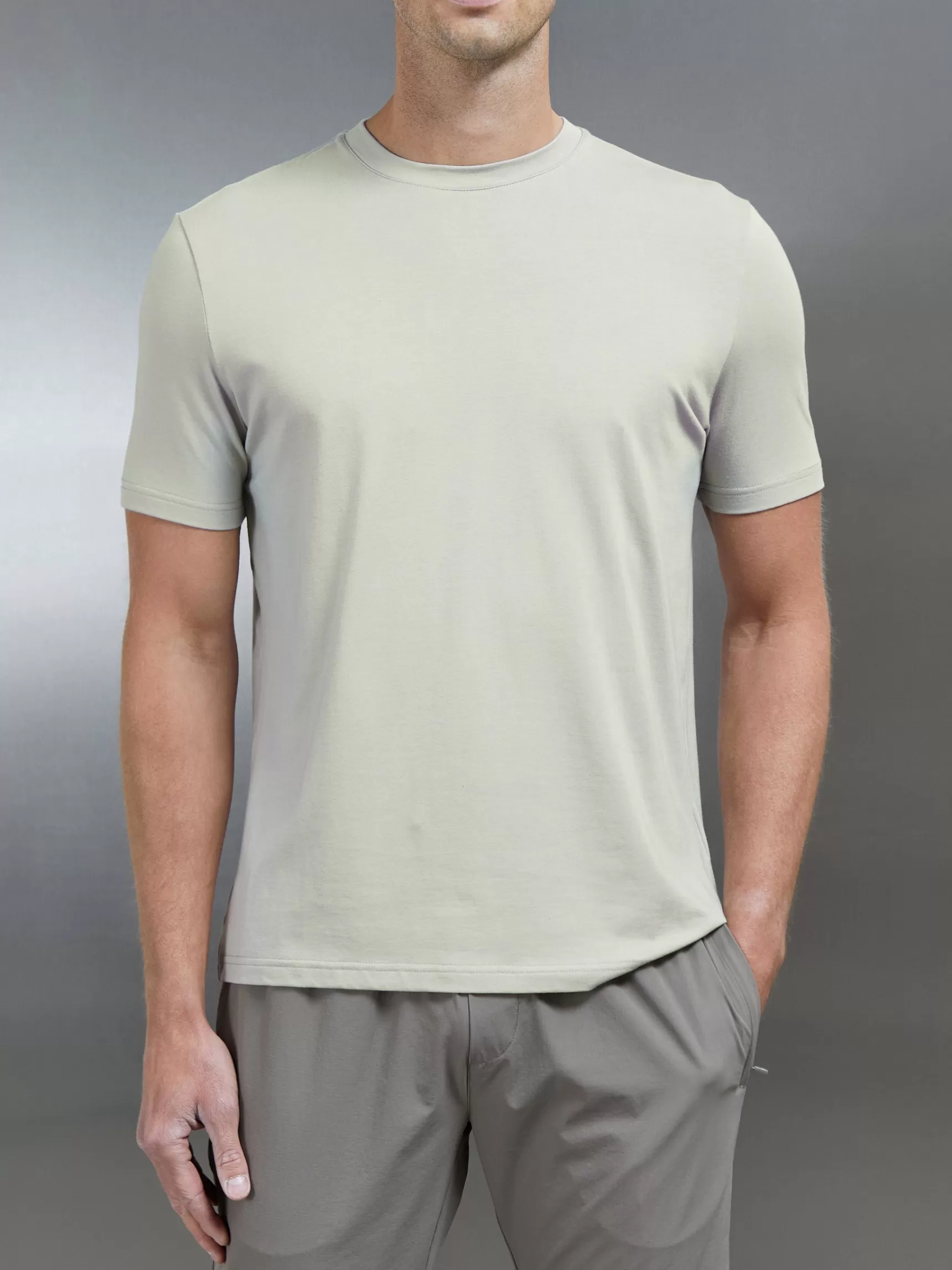 Shop ARNE Stretch Cotton Modal T-Shirt - Stone