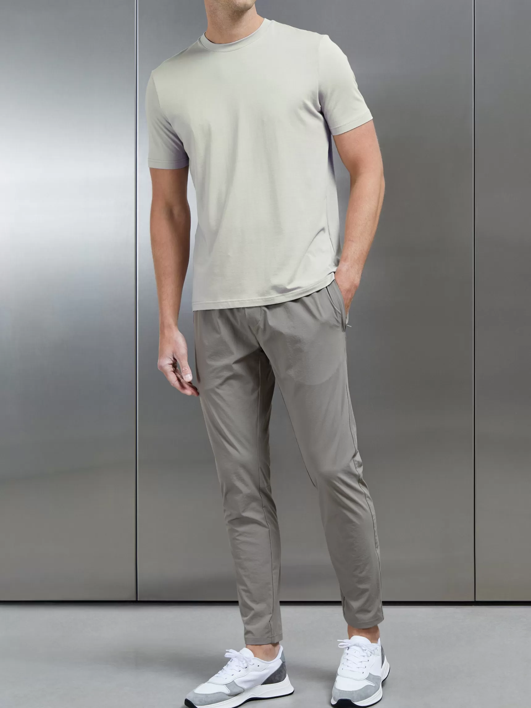 Shop ARNE Stretch Cotton Modal T-Shirt - Stone