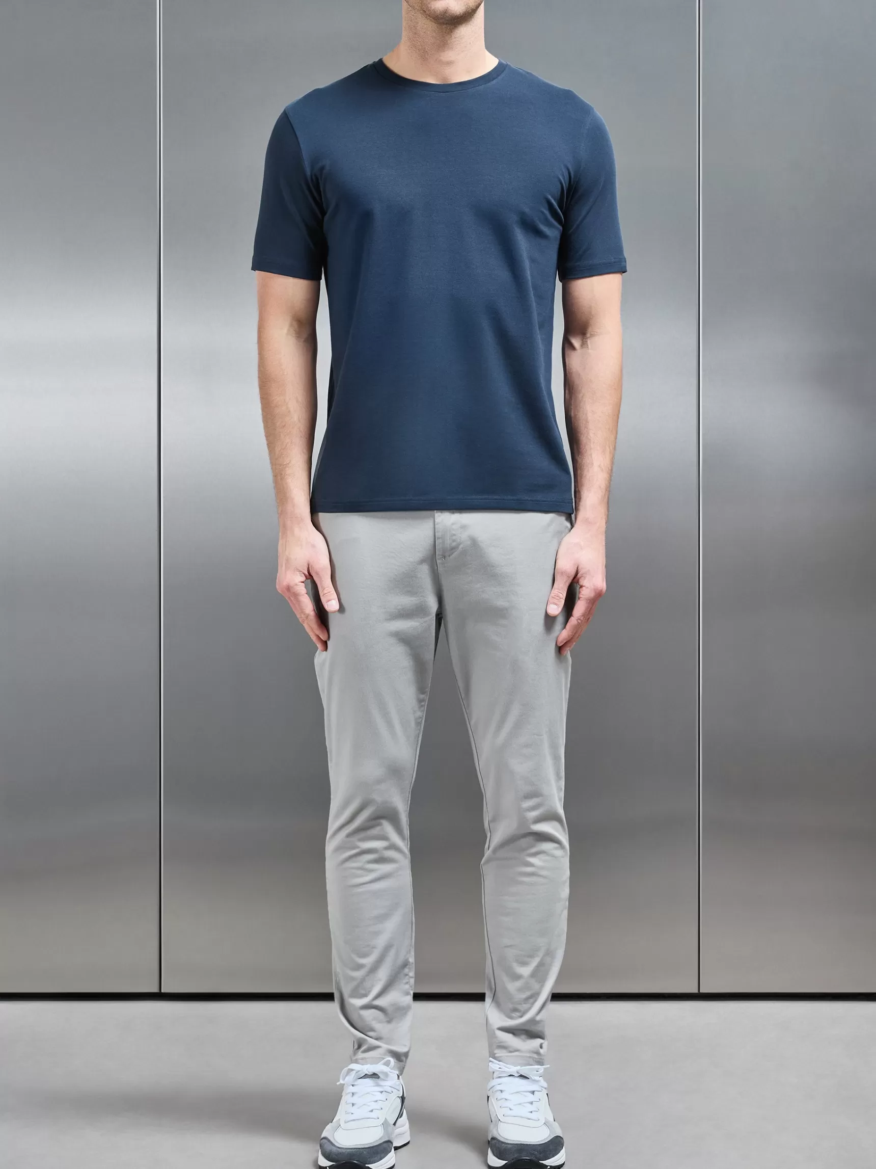 Store ARNE Stretch Slim Fit Cotton T-Shirt - Navy