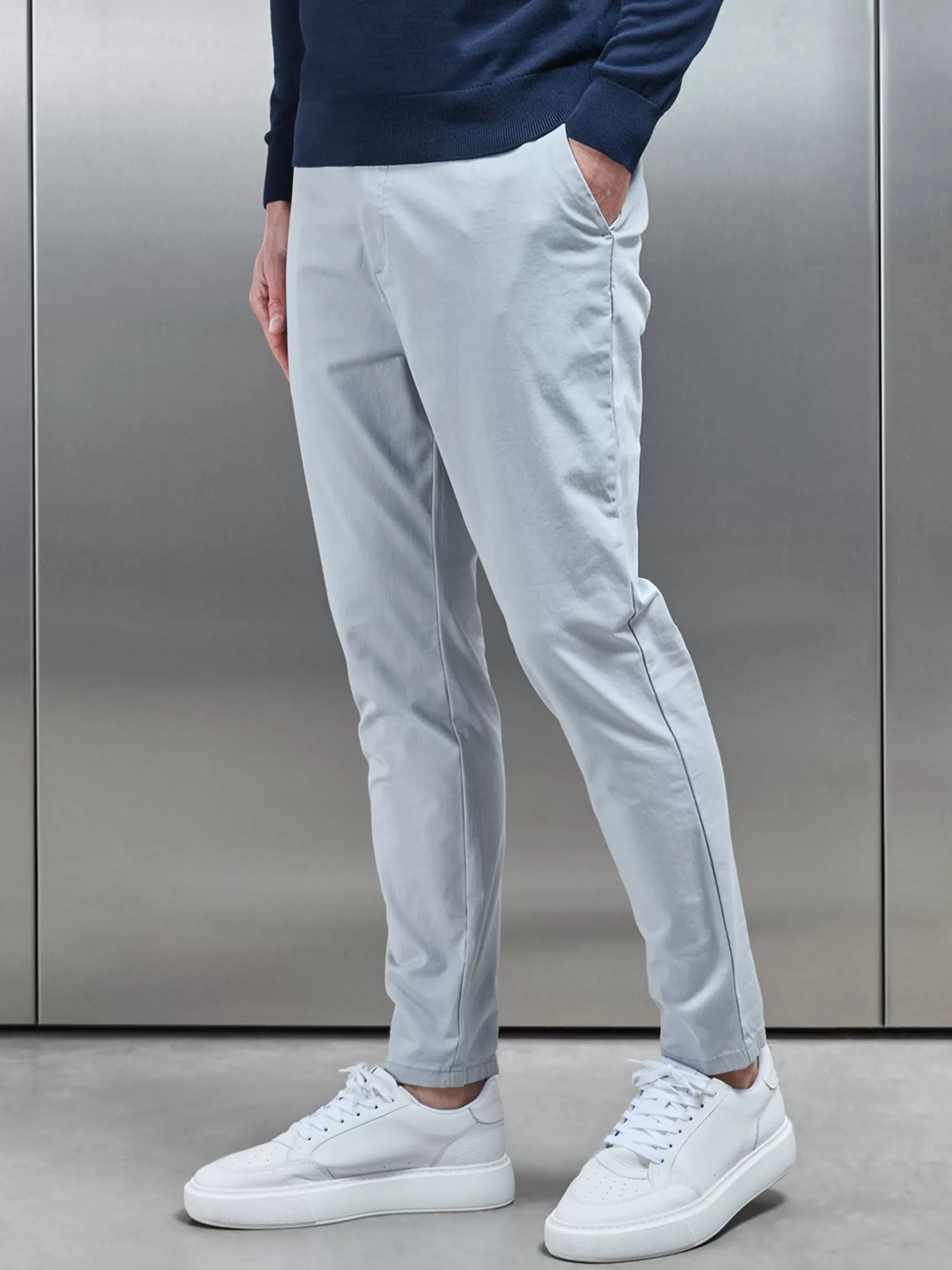 Discount ARNE Tailored Chino Trouser - Mid Grey MidGrey