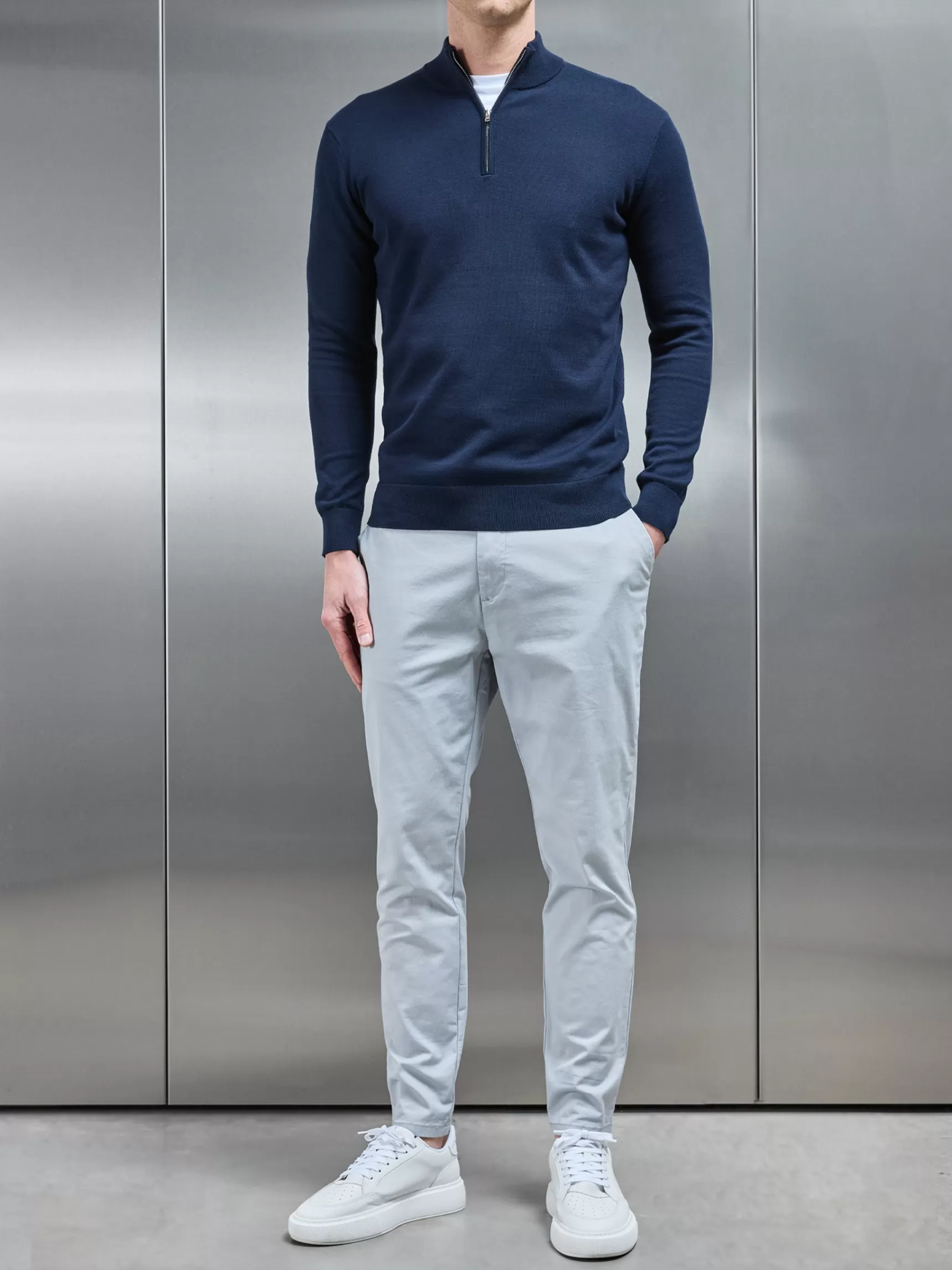 Discount ARNE Tailored Chino Trouser - Mid Grey MidGrey