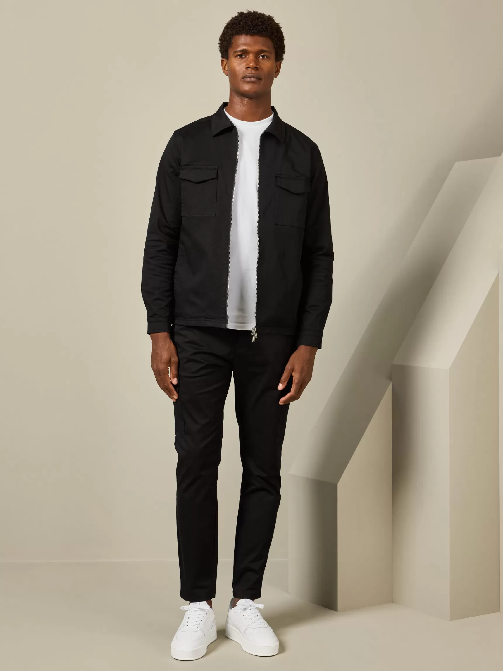 Fashion ARNE Tailored Cotton Cargo Jacket - Black