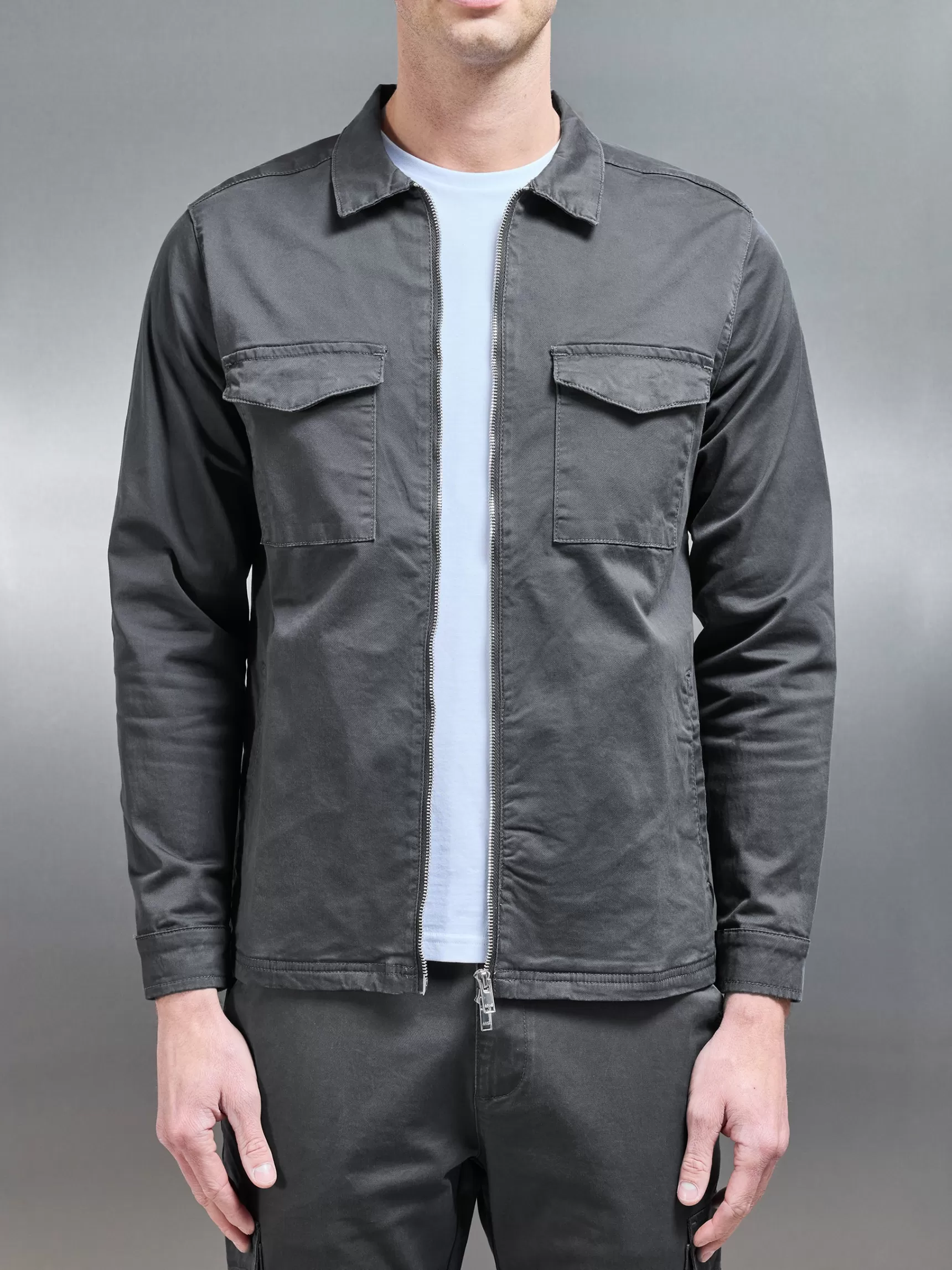 Cheap ARNE Tailored Cotton Cargo Jacket - Grey