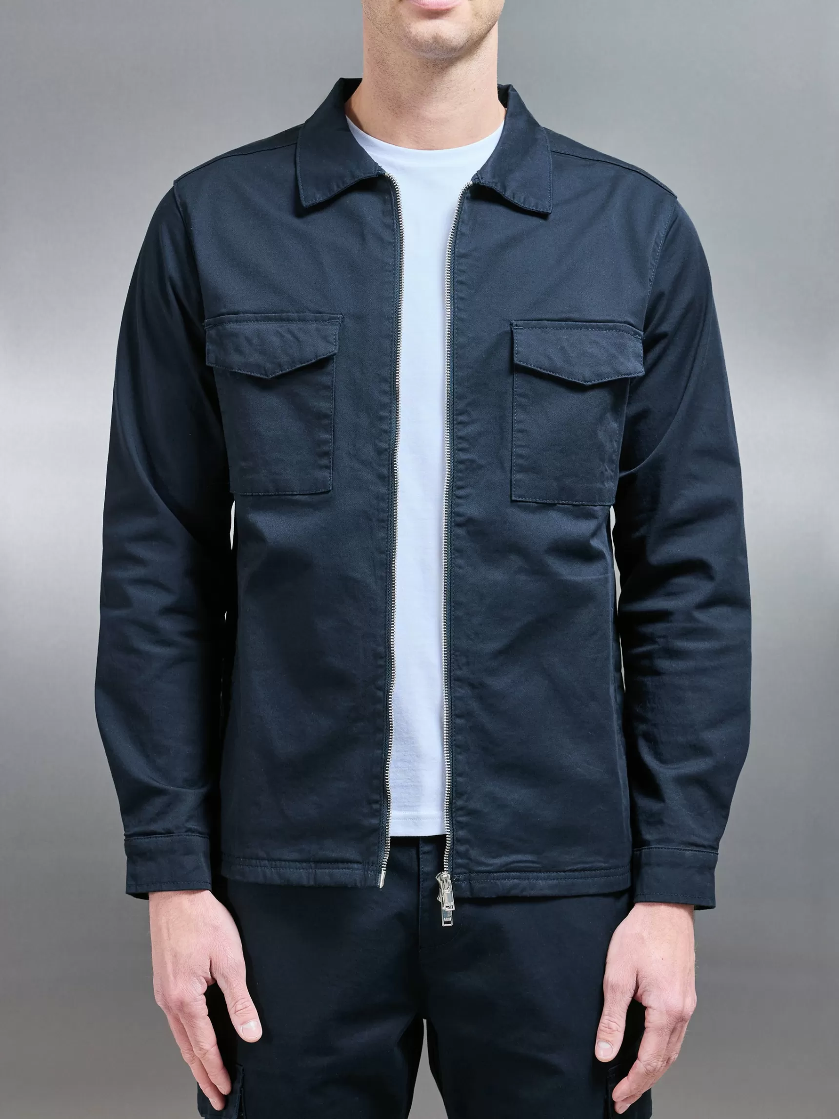 Best ARNE Tailored Cotton Cargo Jacket - Navy