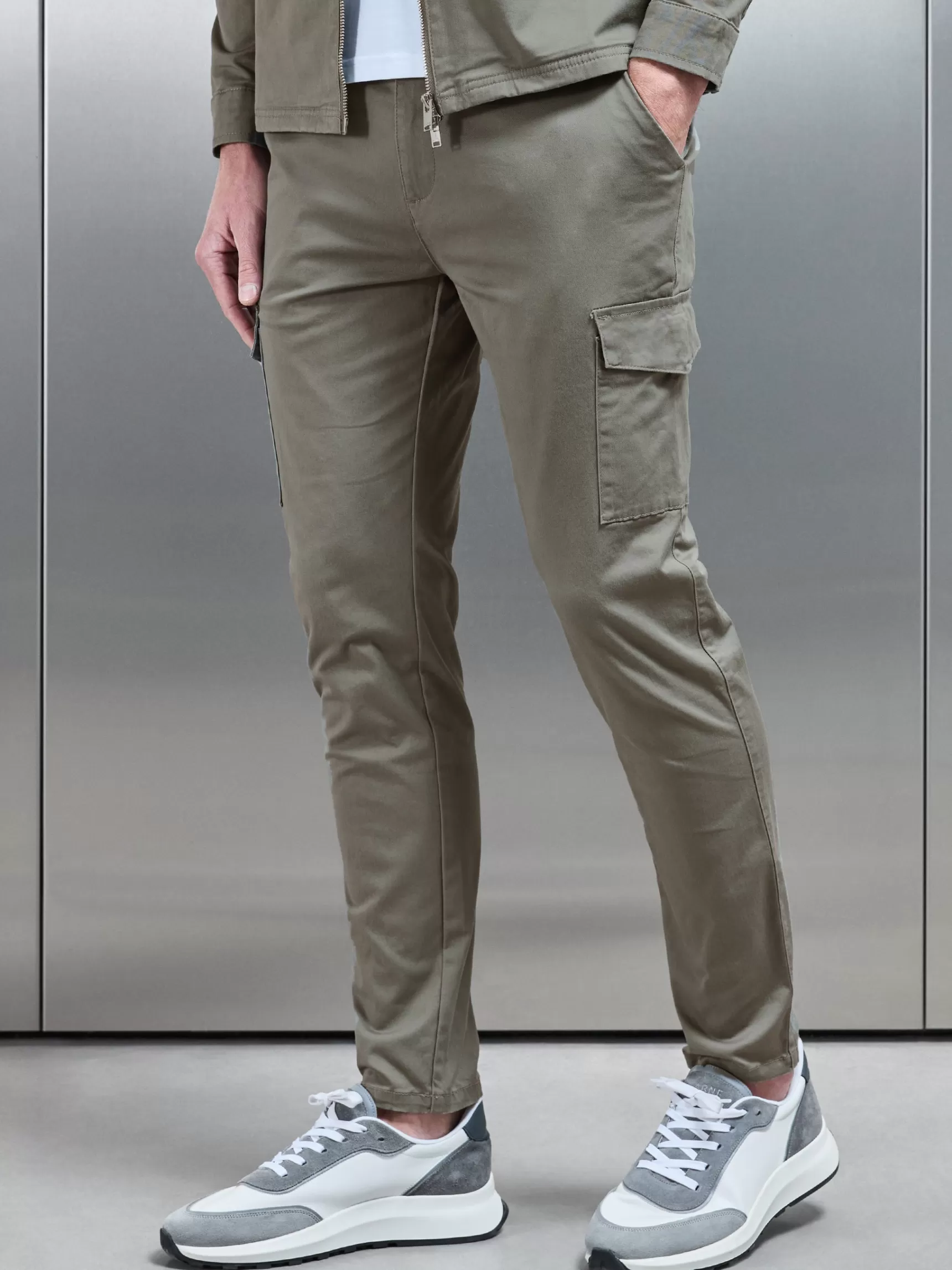 Cheap ARNE Tailored Cotton Cargo Pant - Olive