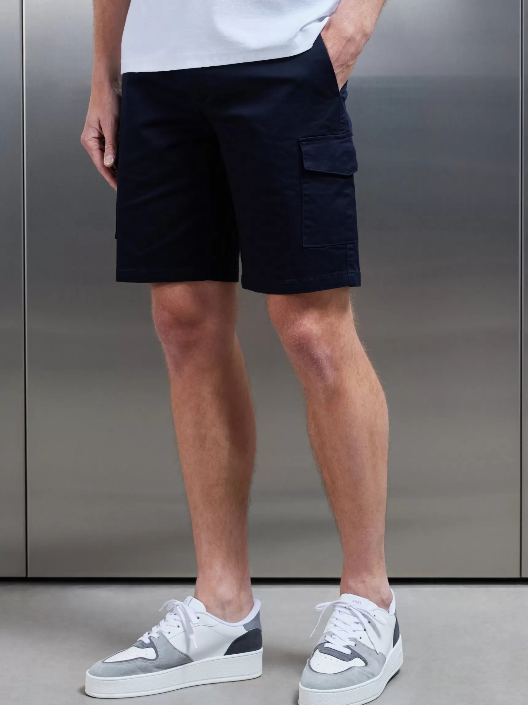 Online ARNE Tailored Cotton Cargo Short - Navy
