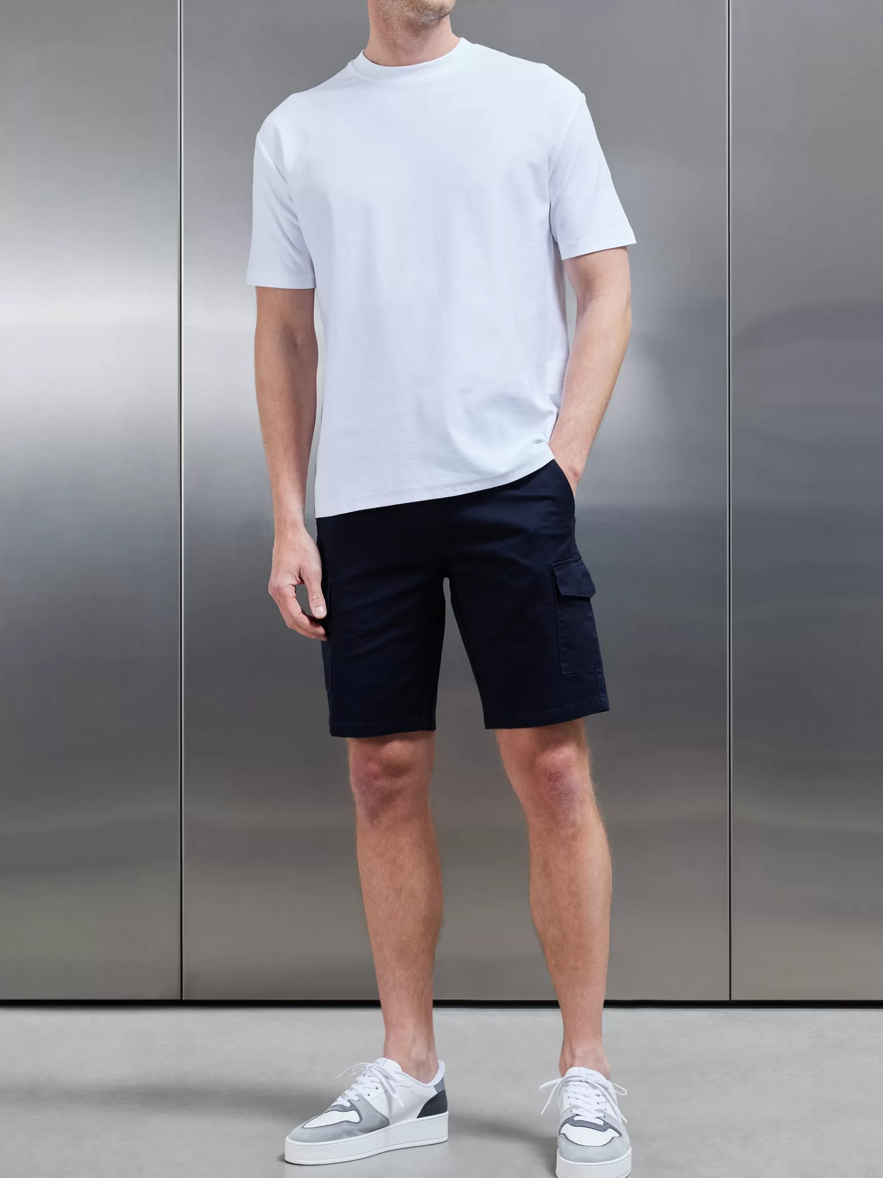 Online ARNE Tailored Cotton Cargo Short - Navy