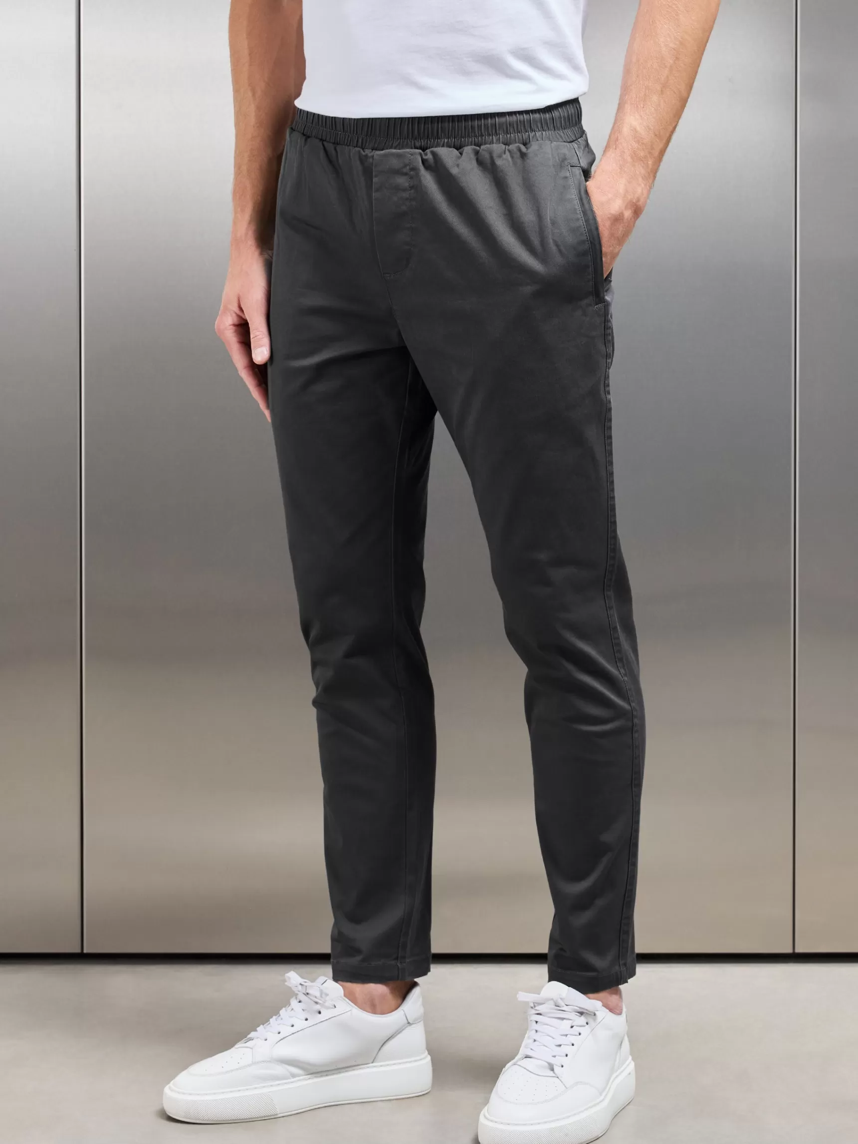 Store ARNE Tailored Drawstring Chino Trouser - Grey