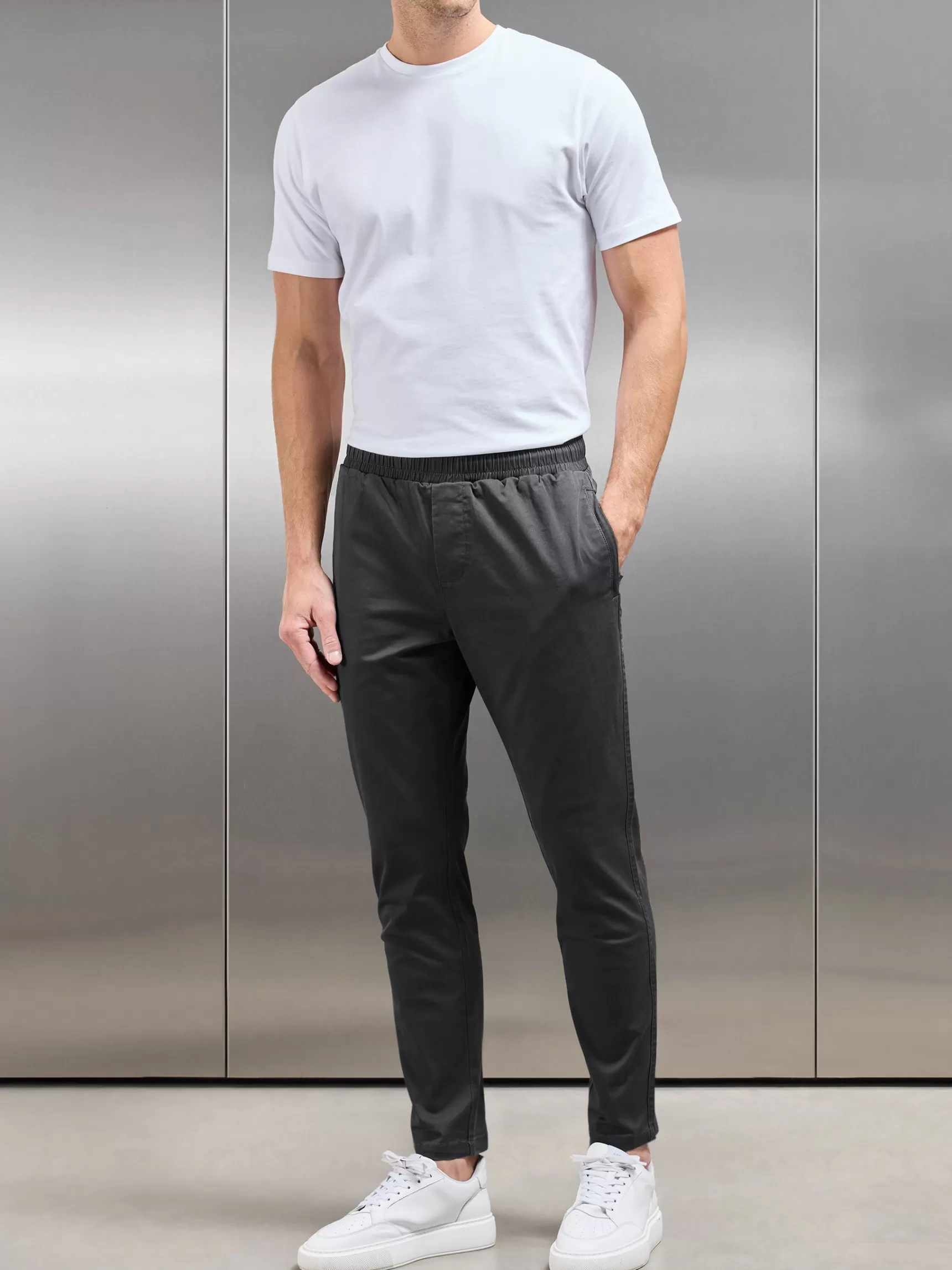 Store ARNE Tailored Drawstring Chino Trouser - Grey