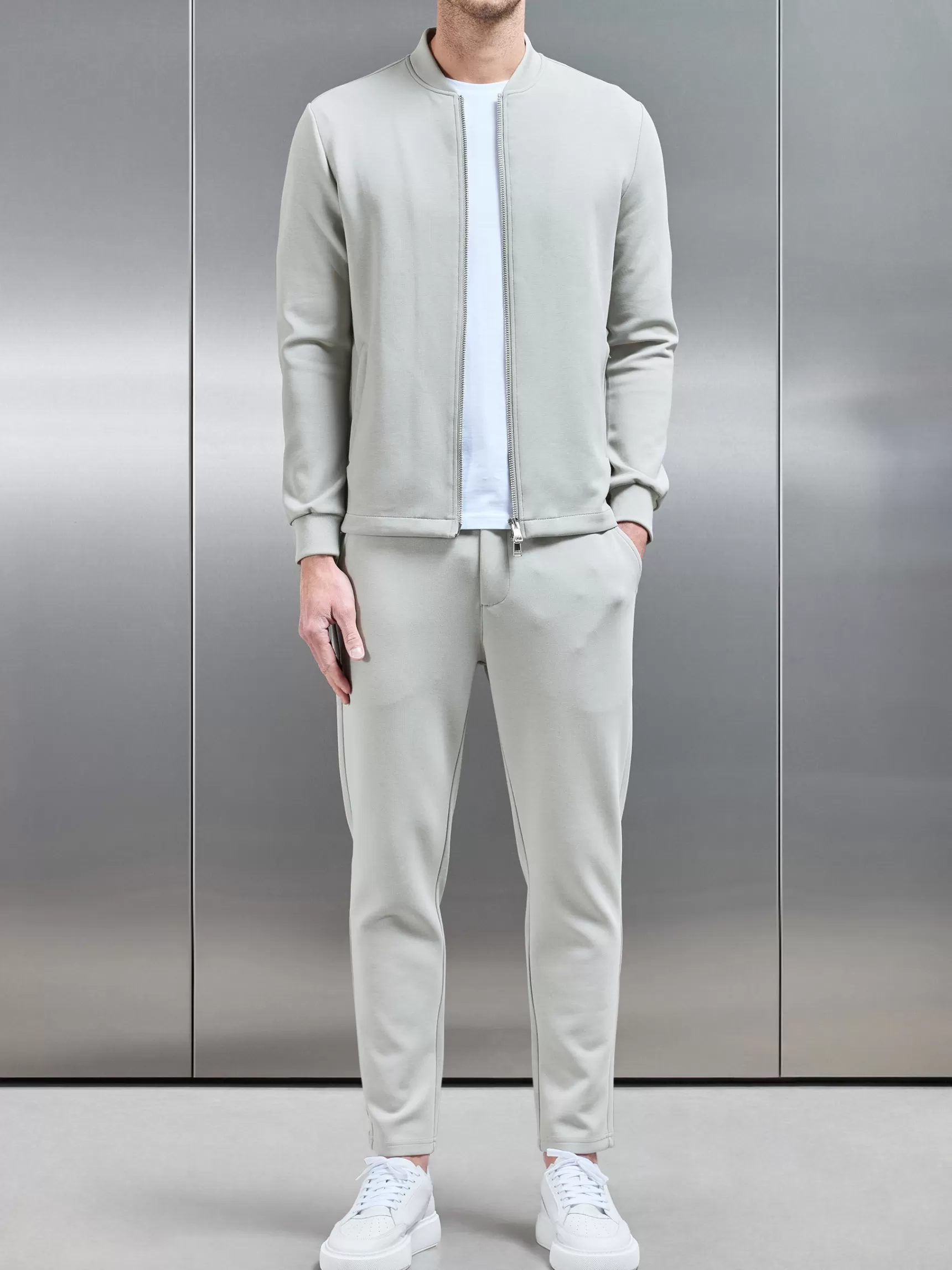 Hot ARNE Tailored Interlock Bomber Jacket - Stone
