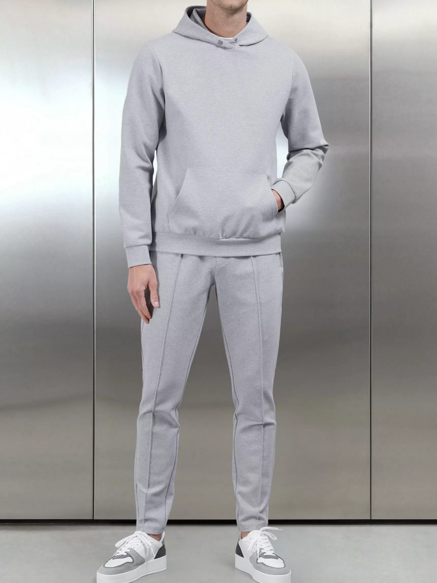 Shop ARNE Technical Jersey Hoodie - Marl Grey MarlGrey