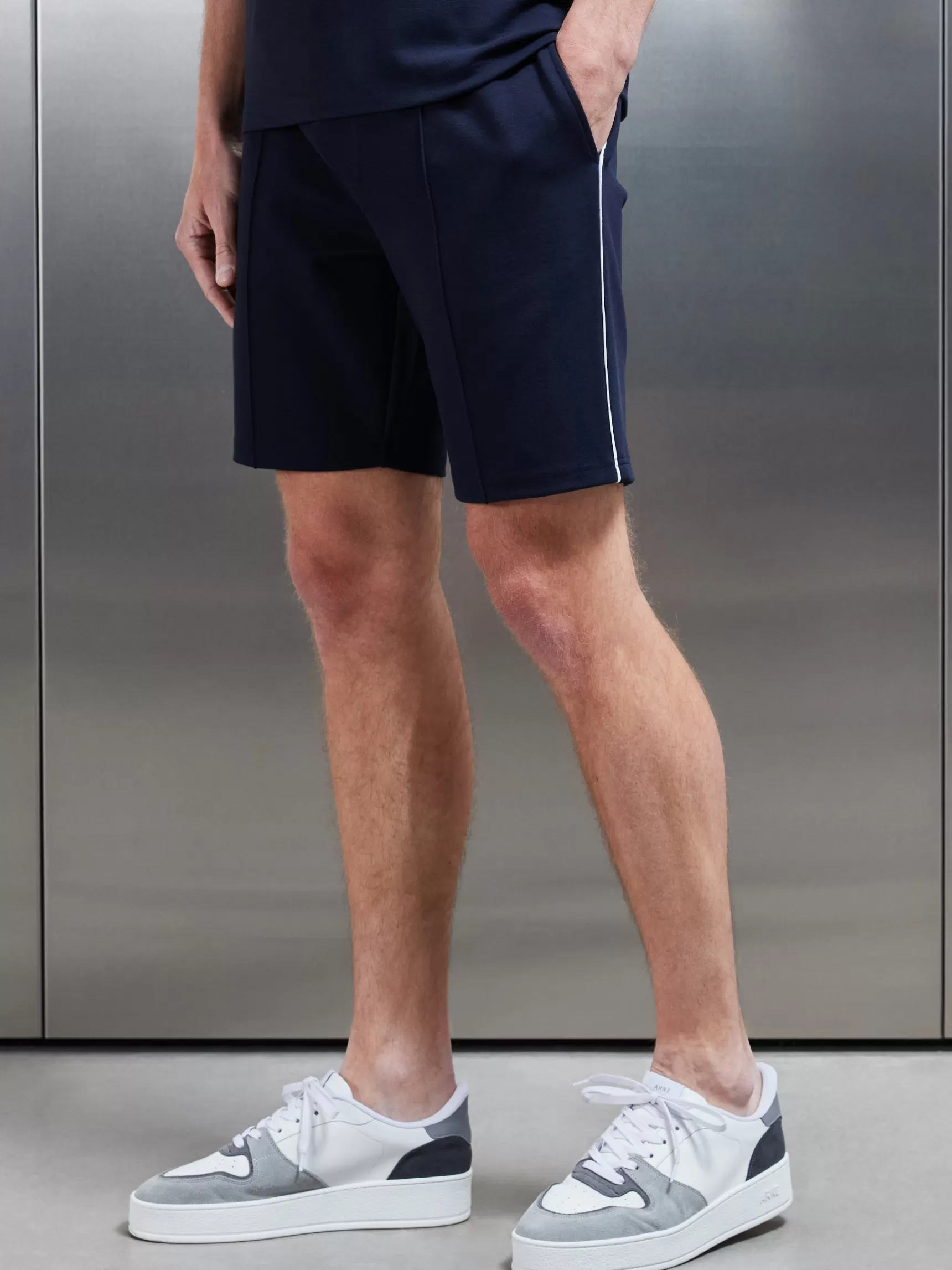 Sale ARNE Technical Jersey Piping Short - Navy