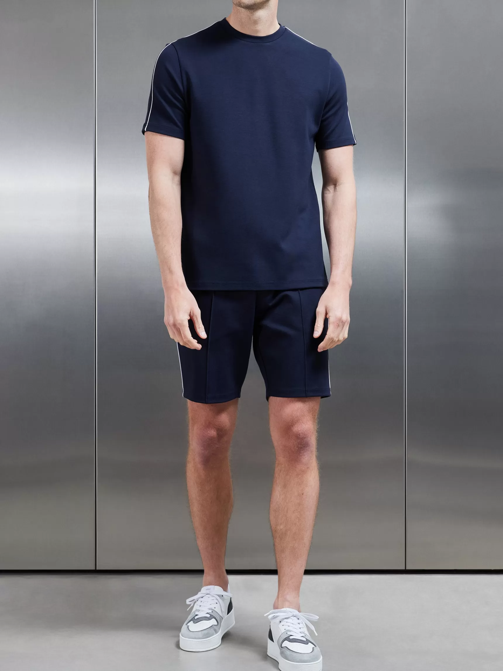 Sale ARNE Technical Jersey Piping Short - Navy