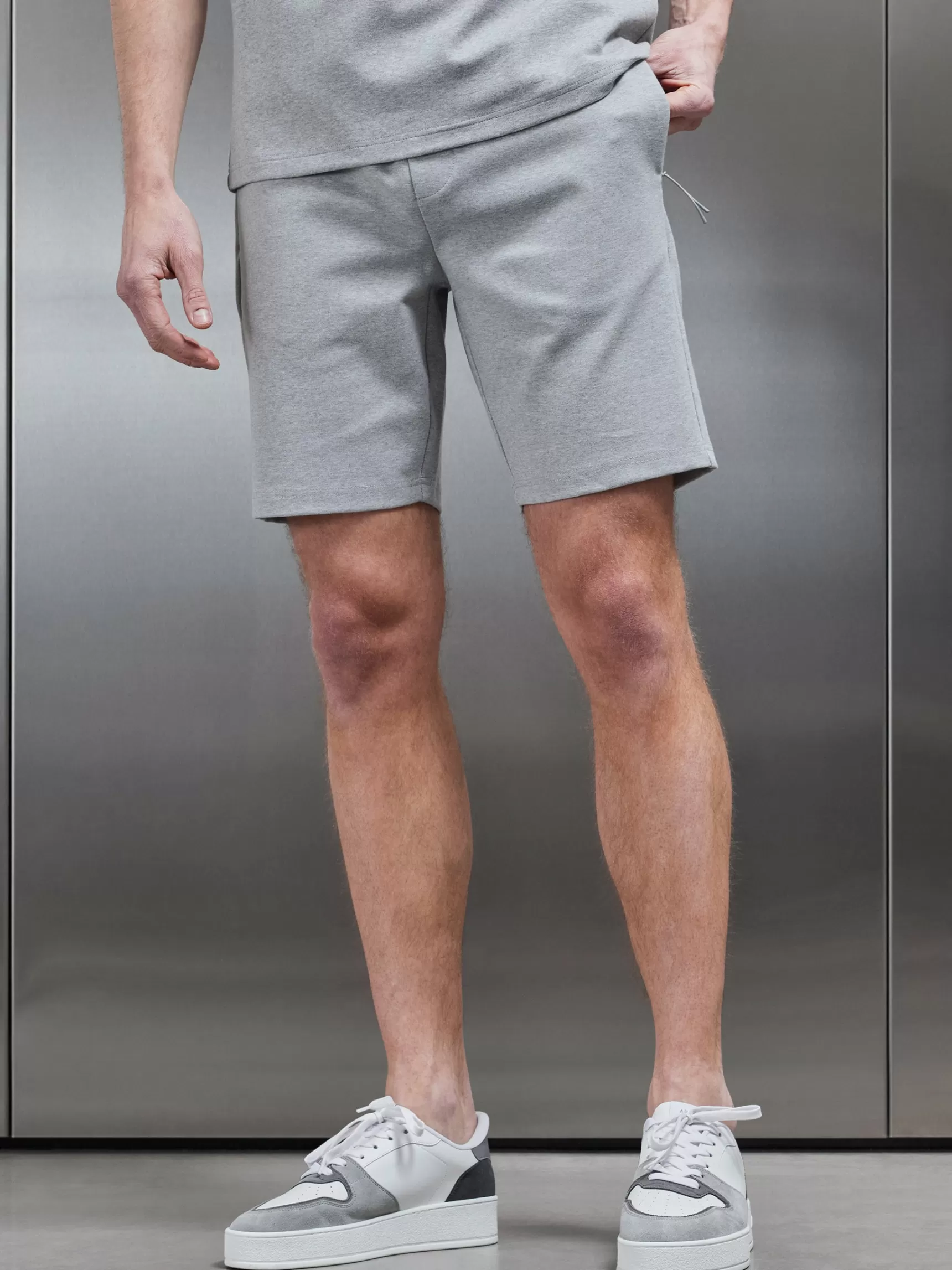 Outlet ARNE Technical Jersey Short - Marl Grey MarlGrey