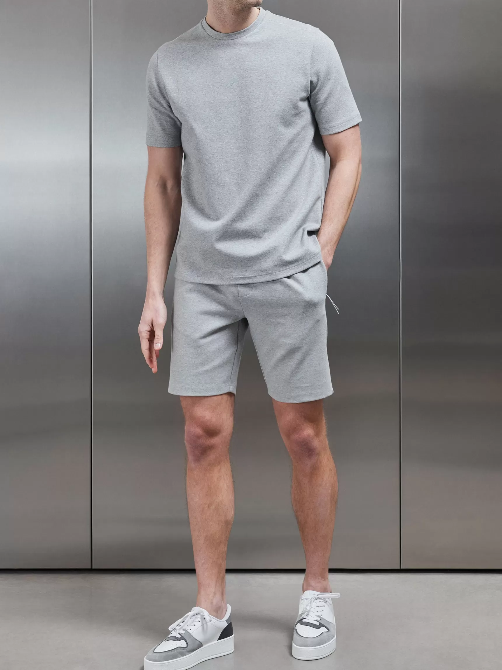 Outlet ARNE Technical Jersey Short - Marl Grey MarlGrey