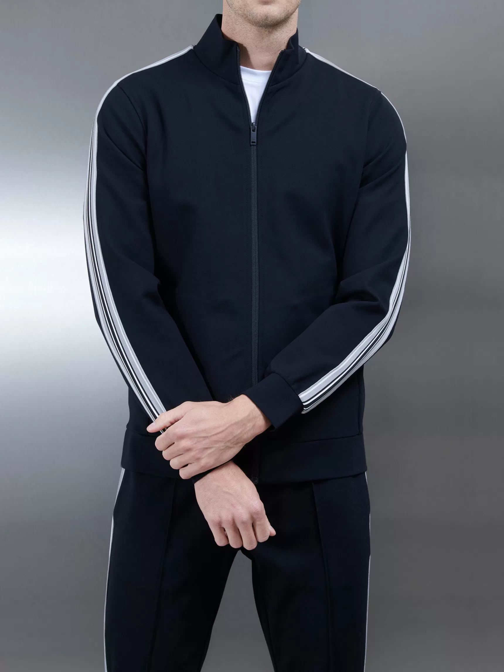 New ARNE Technical Jersey Side Stripe Jacket - Black