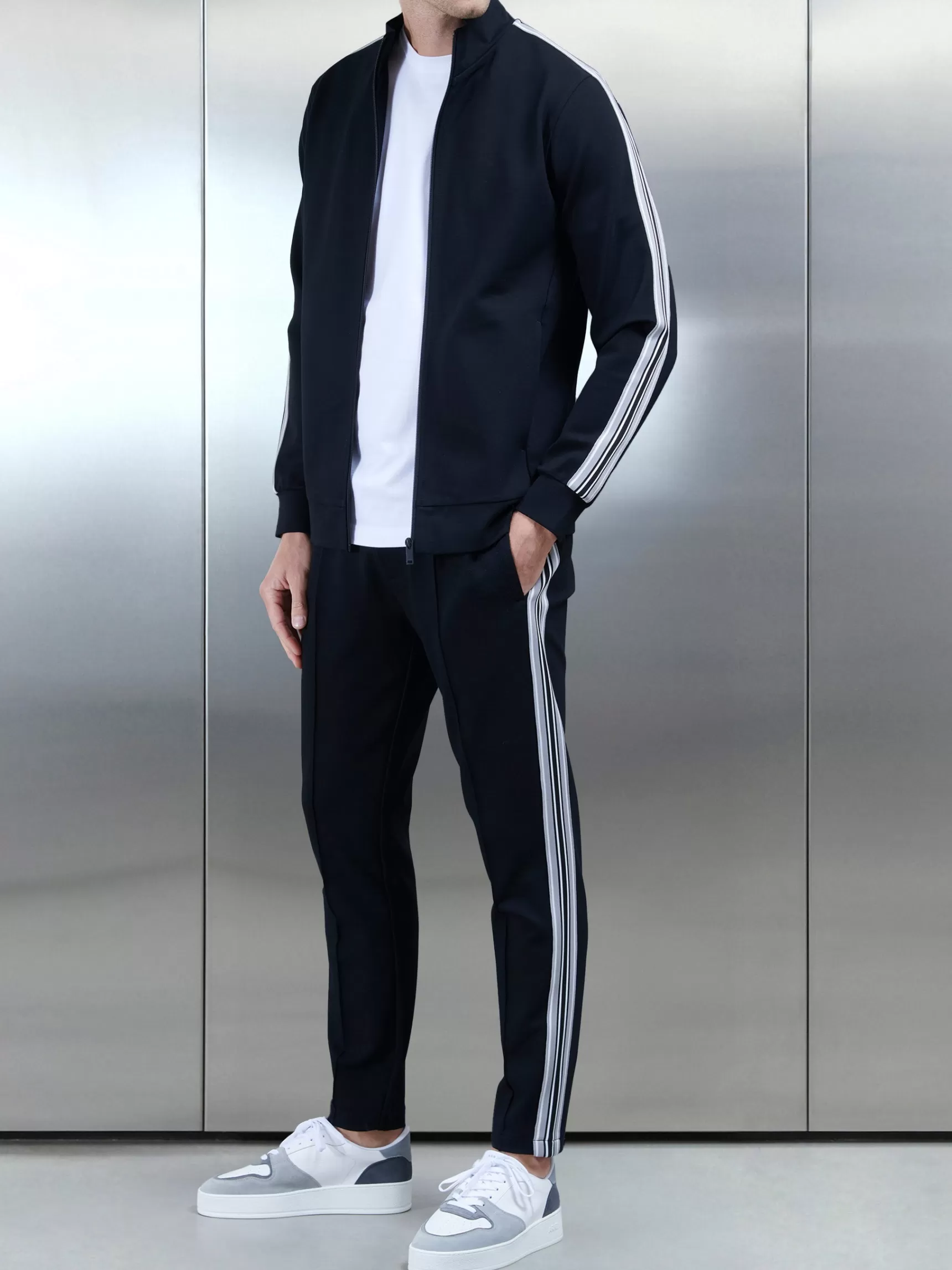 New ARNE Technical Jersey Side Stripe Jacket - Black