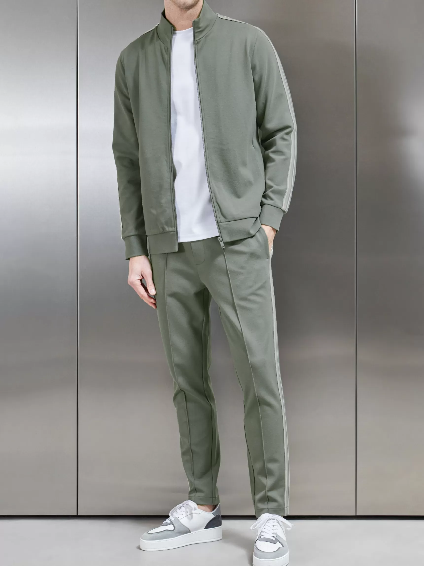Cheap ARNE Technical Jersey Side Stripe Jogger - Olive